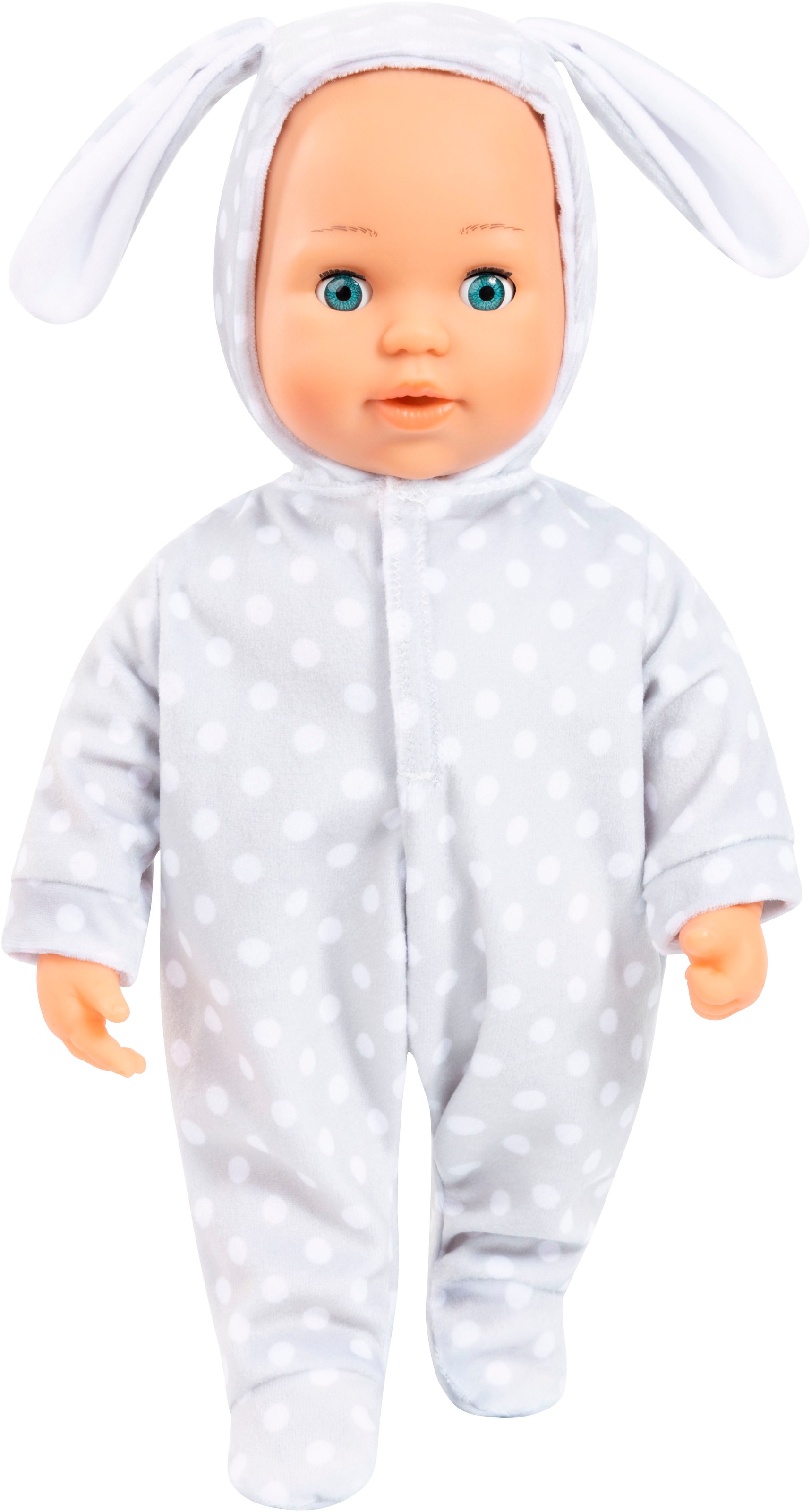 Bayer Babypuppe »First Words Baby, Anna 38 cm, grau« mit Schlafaugen und Babygeräuschen