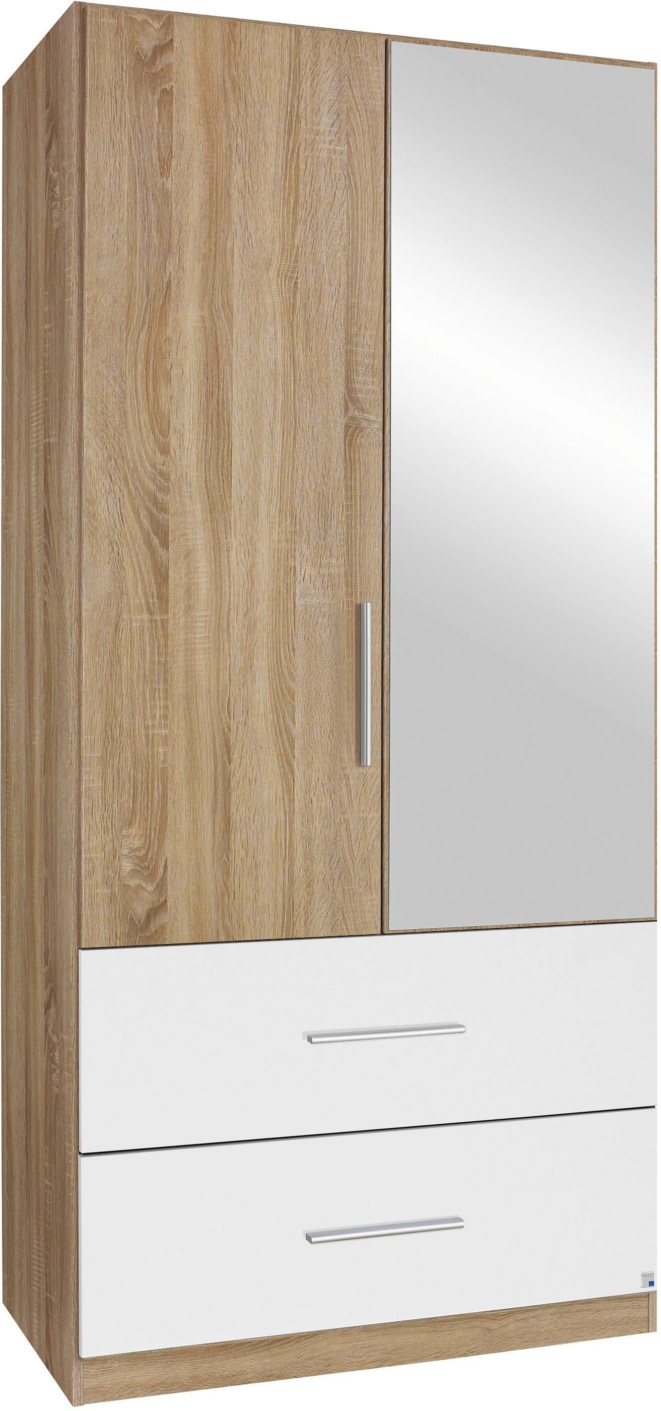 rauch Kleiderschrank "Drehtürenschrank Schrank Garderobe Wäscheschrank Schlafzimmer ALVOR" Breiten 91/136/181 cm, Höhe 197 cm, erhältlich optional mit Spiegel, 2 große Schubladen MADE IN GERMANY