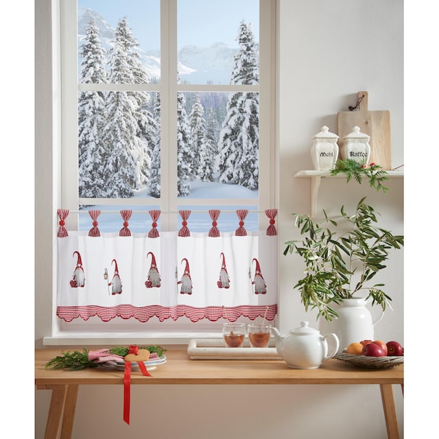 my home Scheibengardine »WICHTEL«, (1 St.), für die Weihnachtszeit mit  Schlaufenaufhängung, für die Küche | BAUR