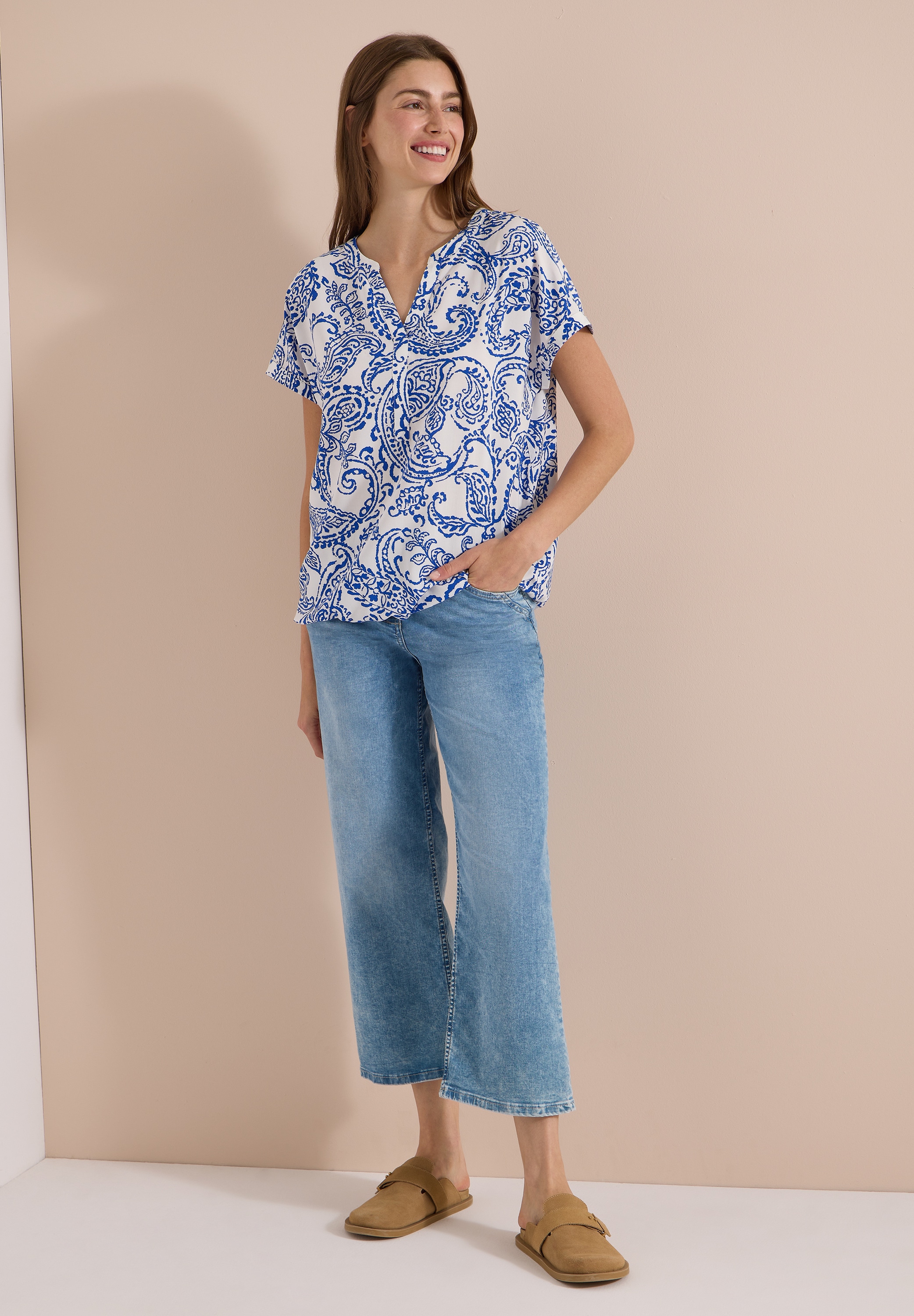 Cecil Kurzarmbluse mit allover Print