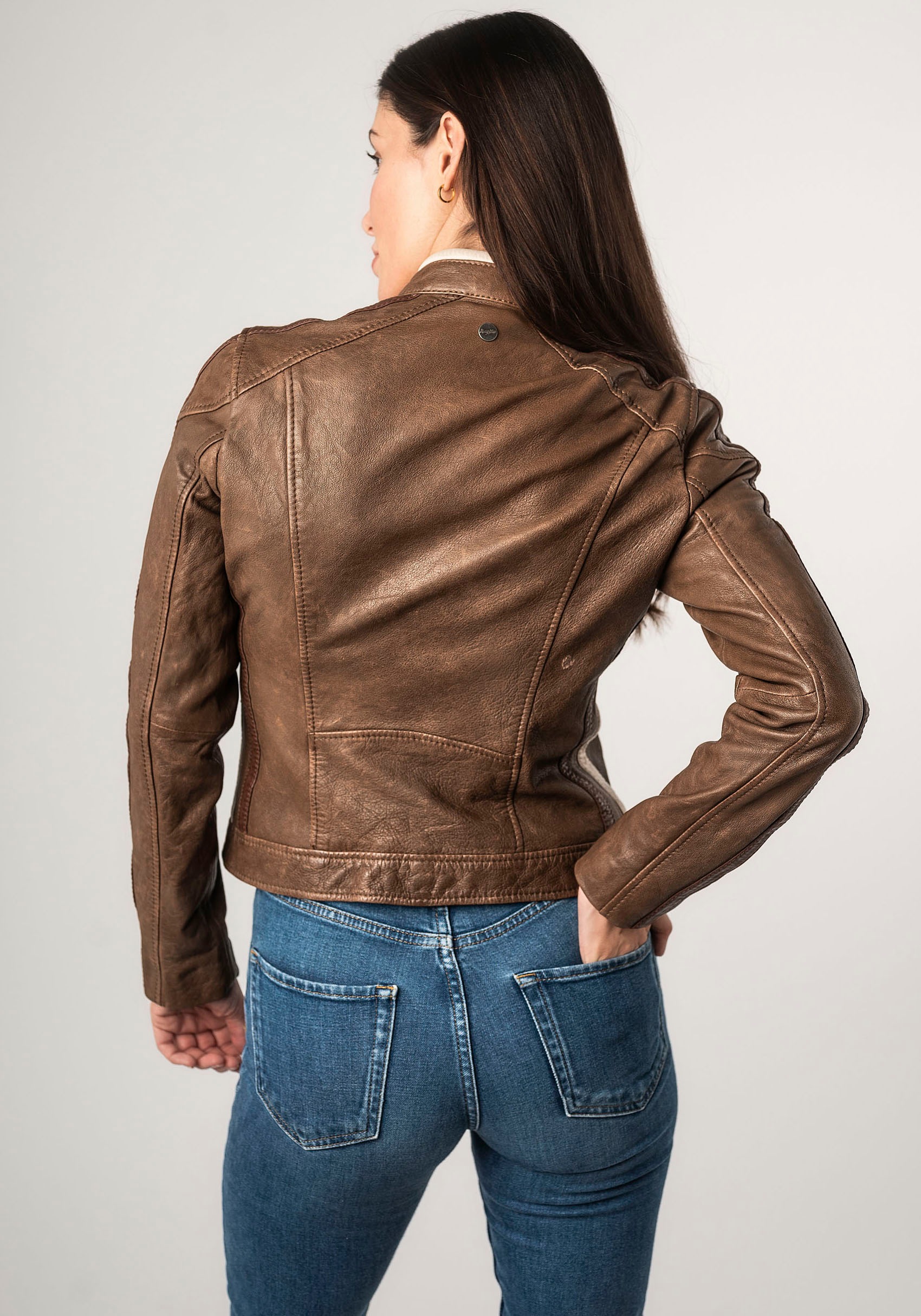 Mauritius Lederjacke »MWHighwalie«, im Racer-Look, mit Patch
