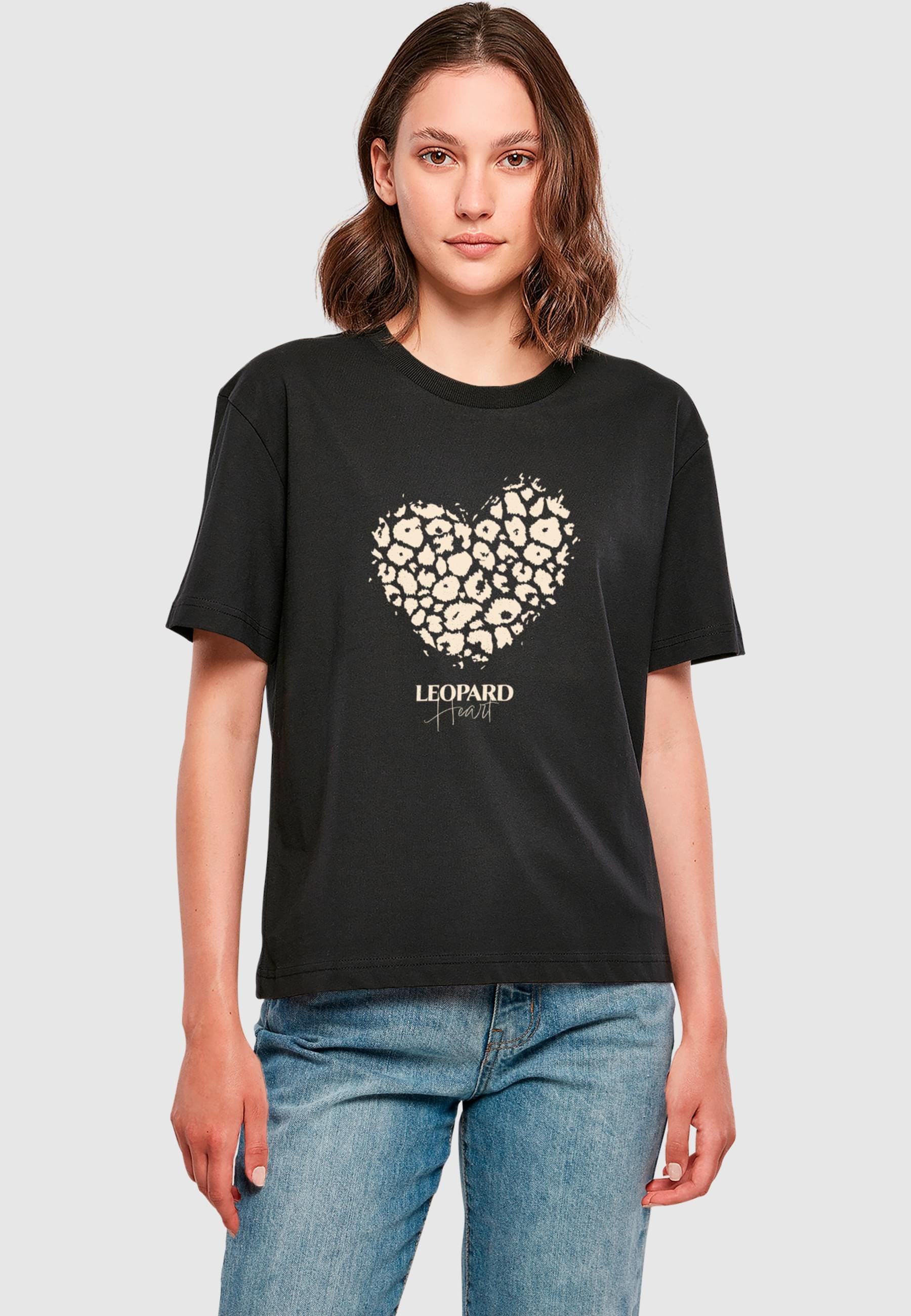 Merchcode T-Shirt »Merchcode Ladies Leopard Heart Everyday Tee«, (1 tlg.)