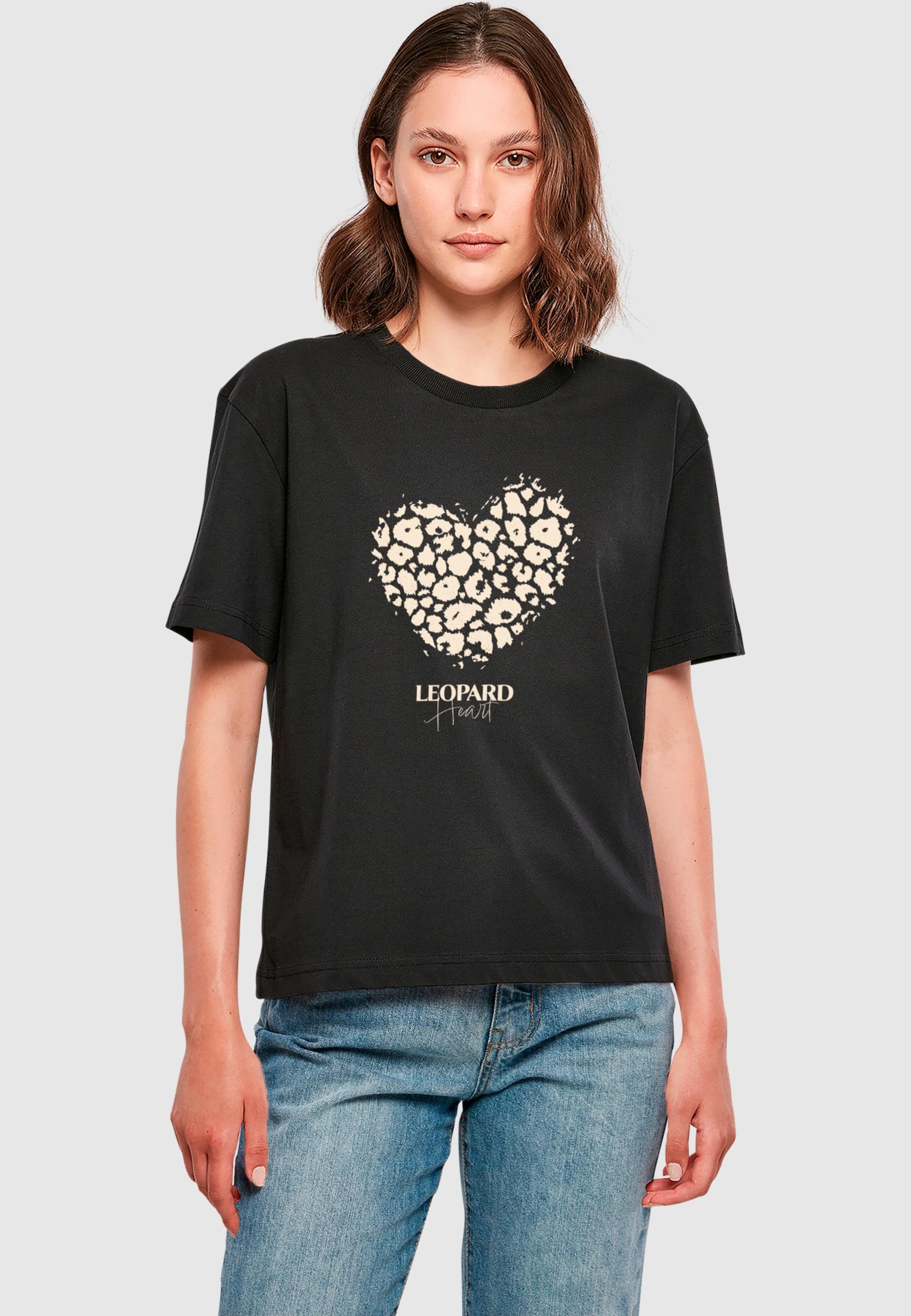 Thumbnail - Merchcode T-Shirt "Merchcode Ladies Leopard Heart Everyday Tee" 1 Stk.