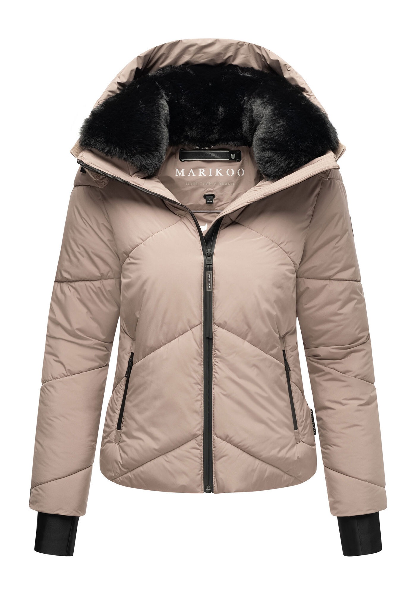 Winterjacke MARIKOO "Simaraa", Damen, Gr. S, grau (taupe grau), Obermaterial: 100% Polyester; Innenseite: 100% Polyester; Fellimitat: 100% Polyester, Jacken Winterjacke, mit abnehmbarem Kunstfellkragen 3