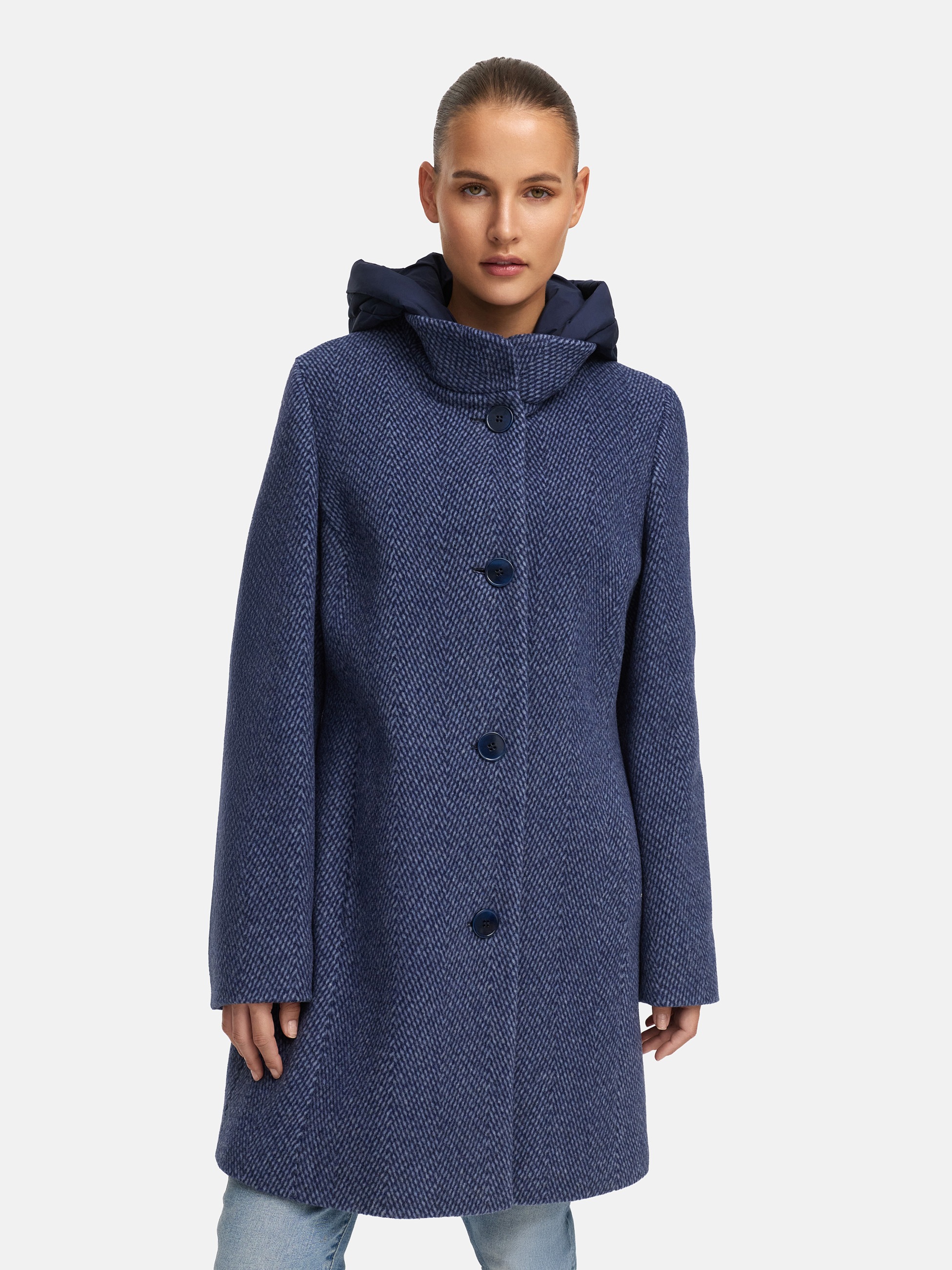 Thumbnail - MANISA Wolljacke mit Kapuze mit Stehkragen und Kapuze, in Tweed-Optik