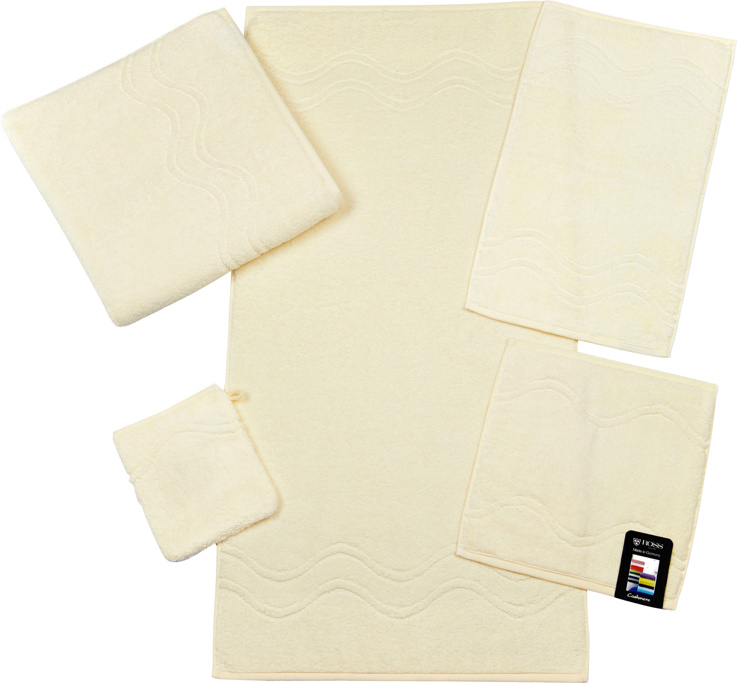 ROSS Gästehandtuch "Cashmere feeling" 100% Baumwolle, mit Wellen-Bordüre, g günstig online kaufen