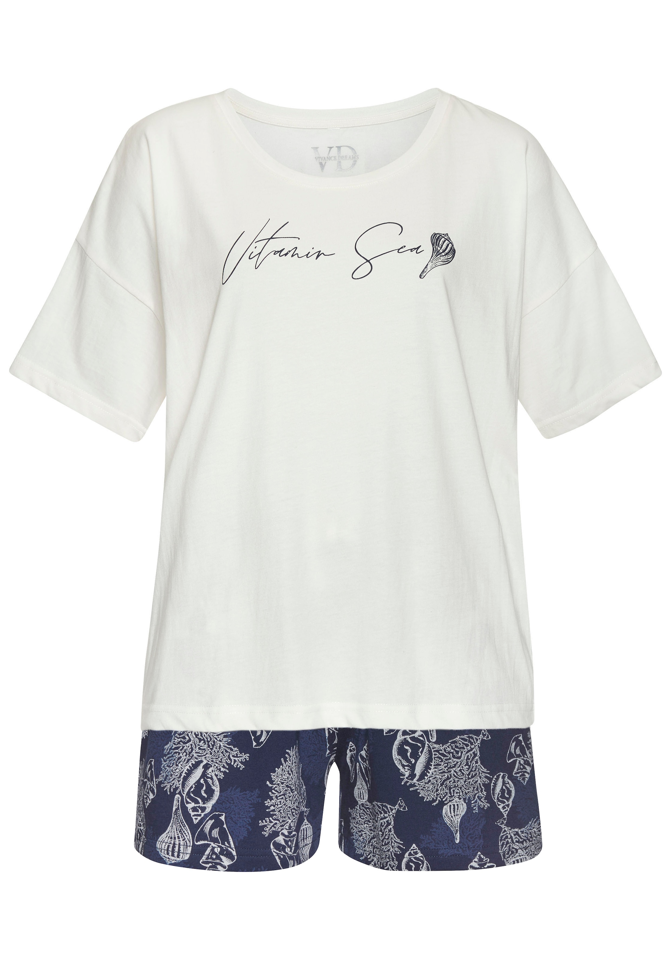 Vivance Dreams Shorty, (Set, 2 tlg.), Schönes Muschel-Muster