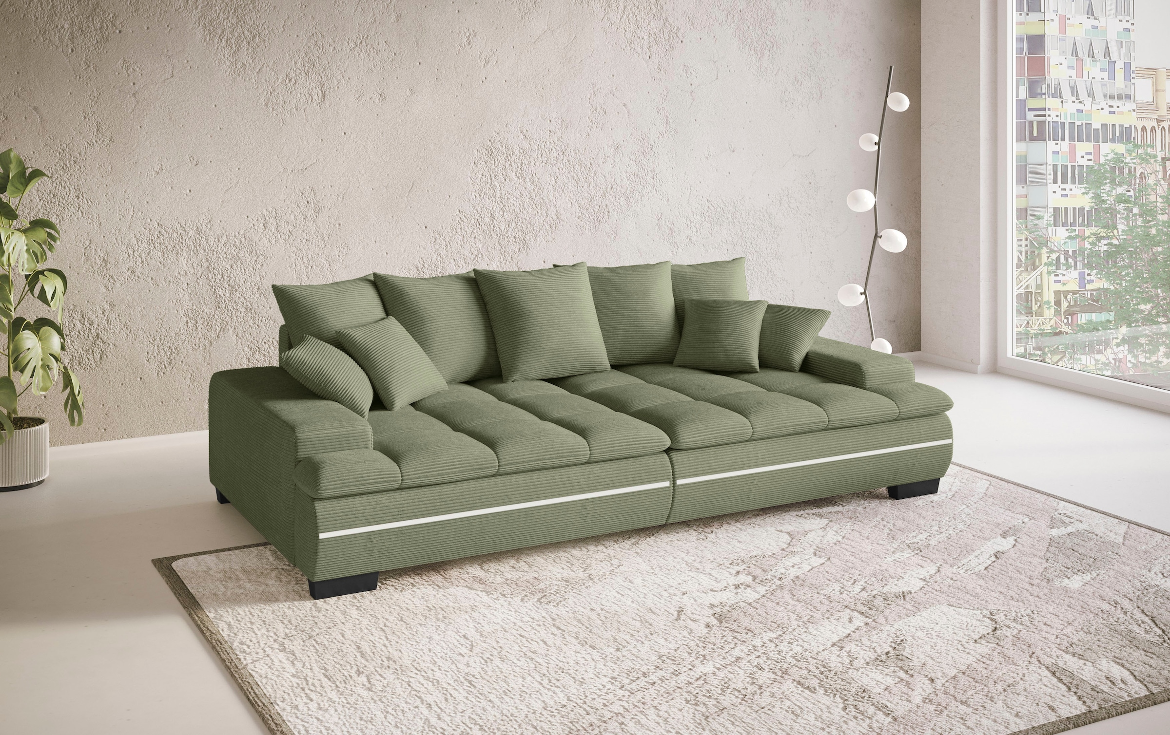 Mr. Couch Big-Sofa »Haiti II RGB-LED«, RGB-LED Beleuchtung, mit Handwerklich gearbeiteter Komfort-Steppung