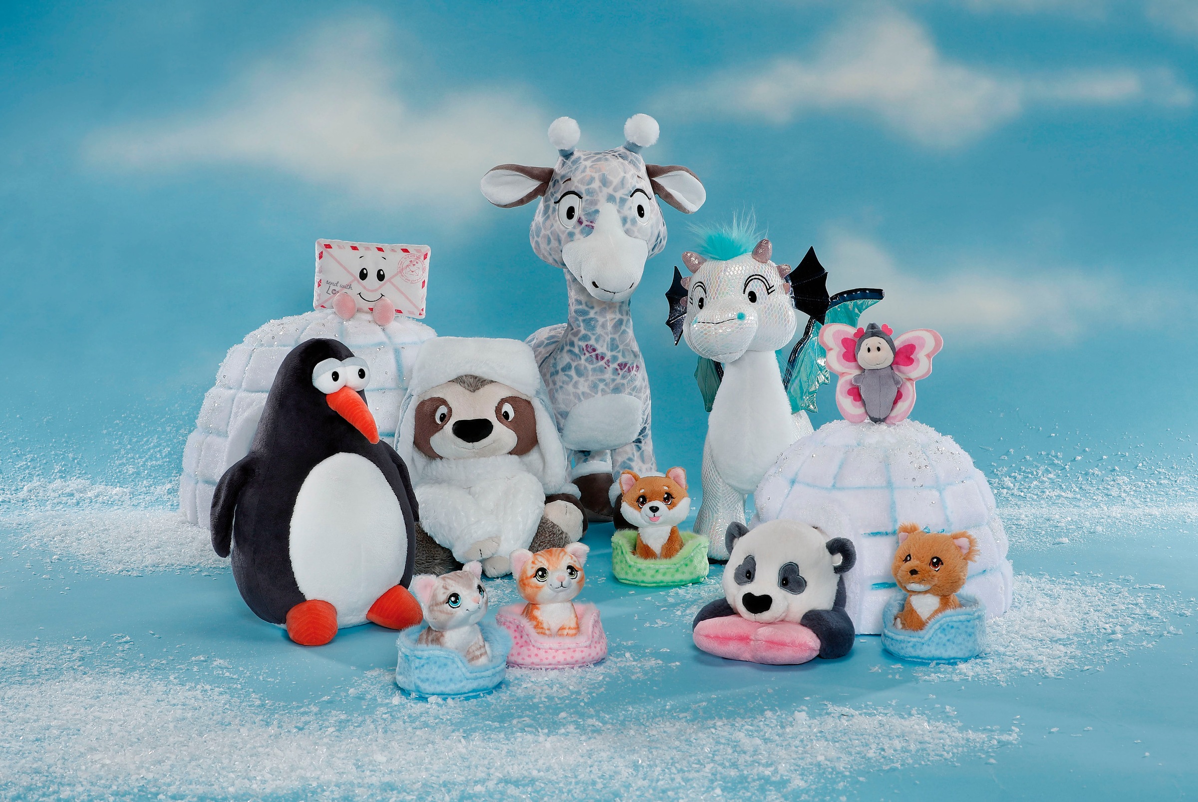 Nici Kuscheltier »Little Paws, Katze grau getigert, 12 cm, im Körbchen blau«
