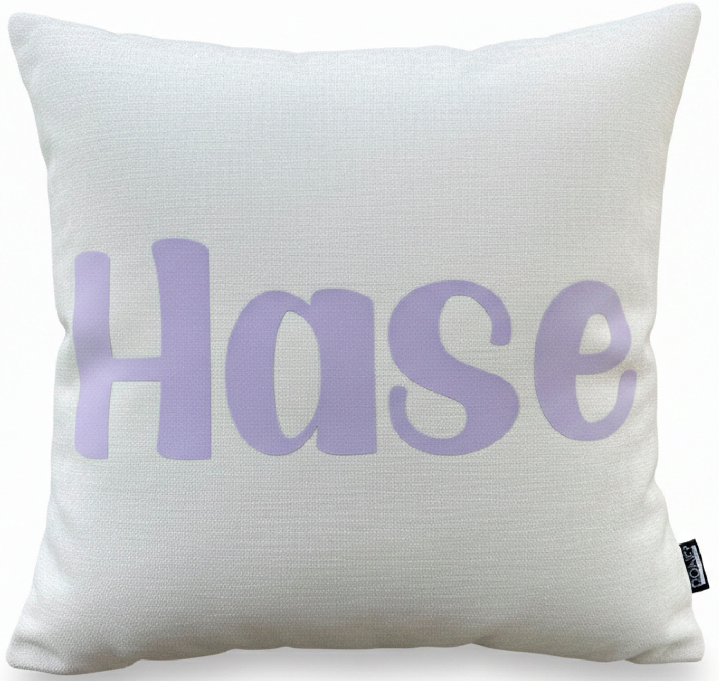 Dekokissen DONE., B:45cm L:45cmbeige, lavender, schriftzug bedruckt, Polyester, Kinderzimmer, Dekokissen_Sitzkissen_Kissenhüllen, "HASE", Weicher
