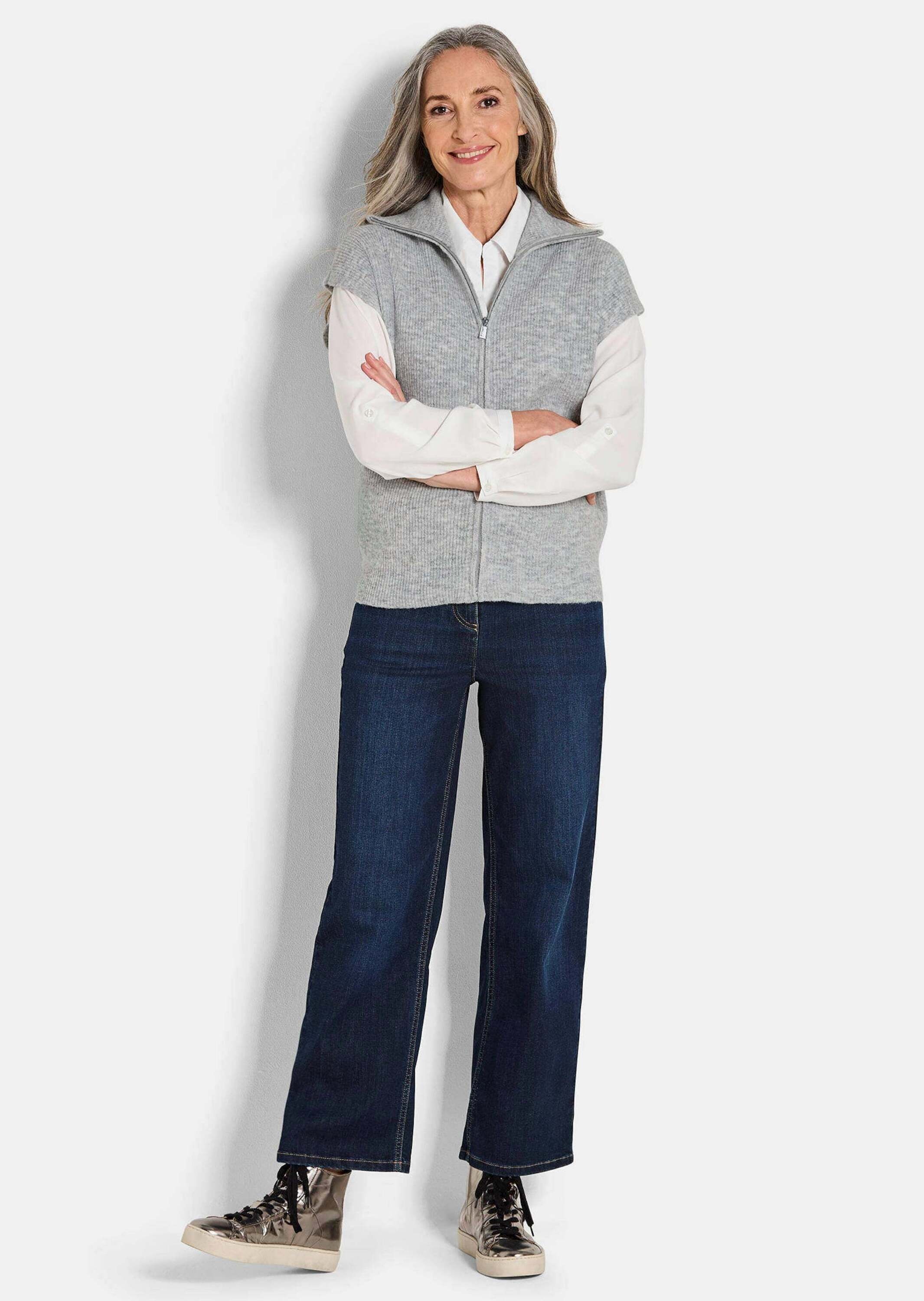 GOLDNER Kurzweste "Melierte Weste mit Reißverschluss" Umlegekragen kann hoc günstig online kaufen