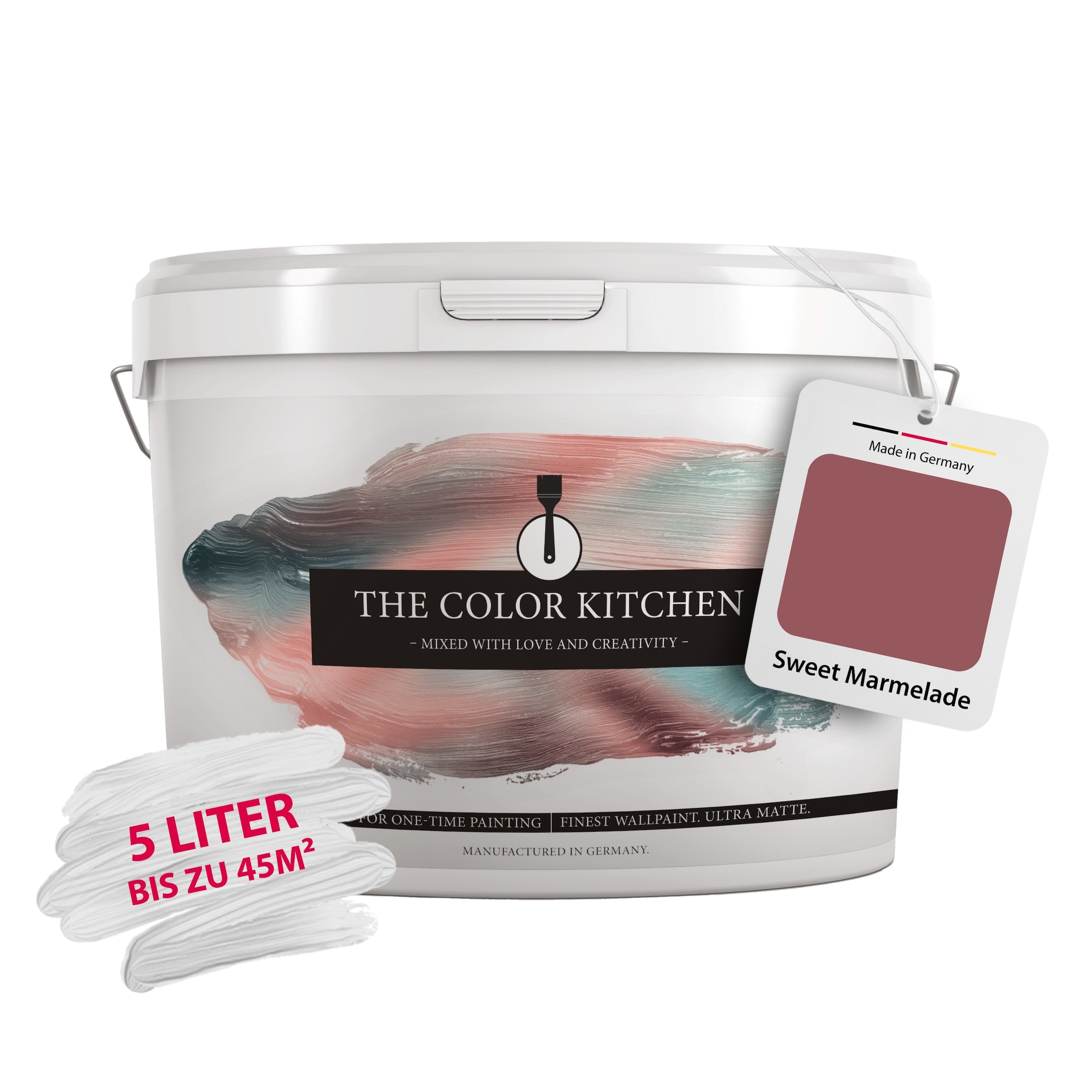 A.S. CRÉATION Wand- und Deckenfarbe "Seidenmatt Innenfarbe THE COLOR KITCHEN", 5 l 5ml, rot, Farben, für Wohnzimmer Schlafzimmer Flur Küche, versch.