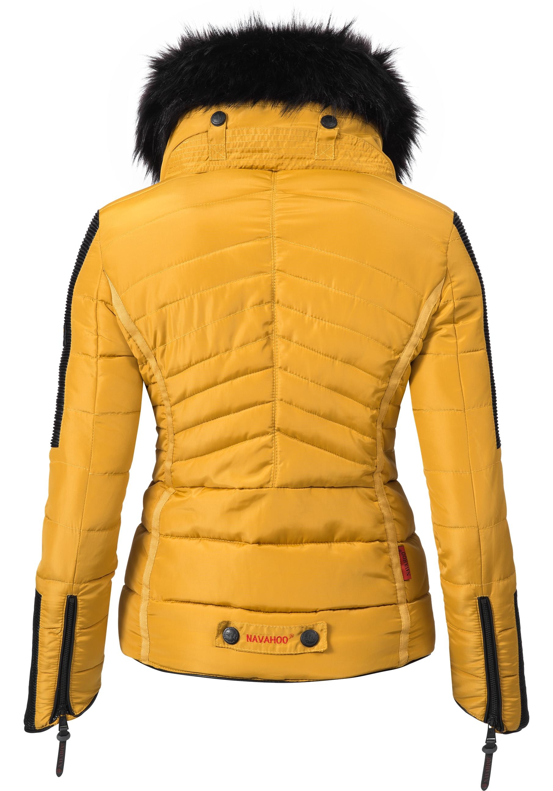 Navahoo Steppjacke »Yuki2«, ohne Kapuze, stylische Winterjacke mit edlem Kunstfell-Kragen