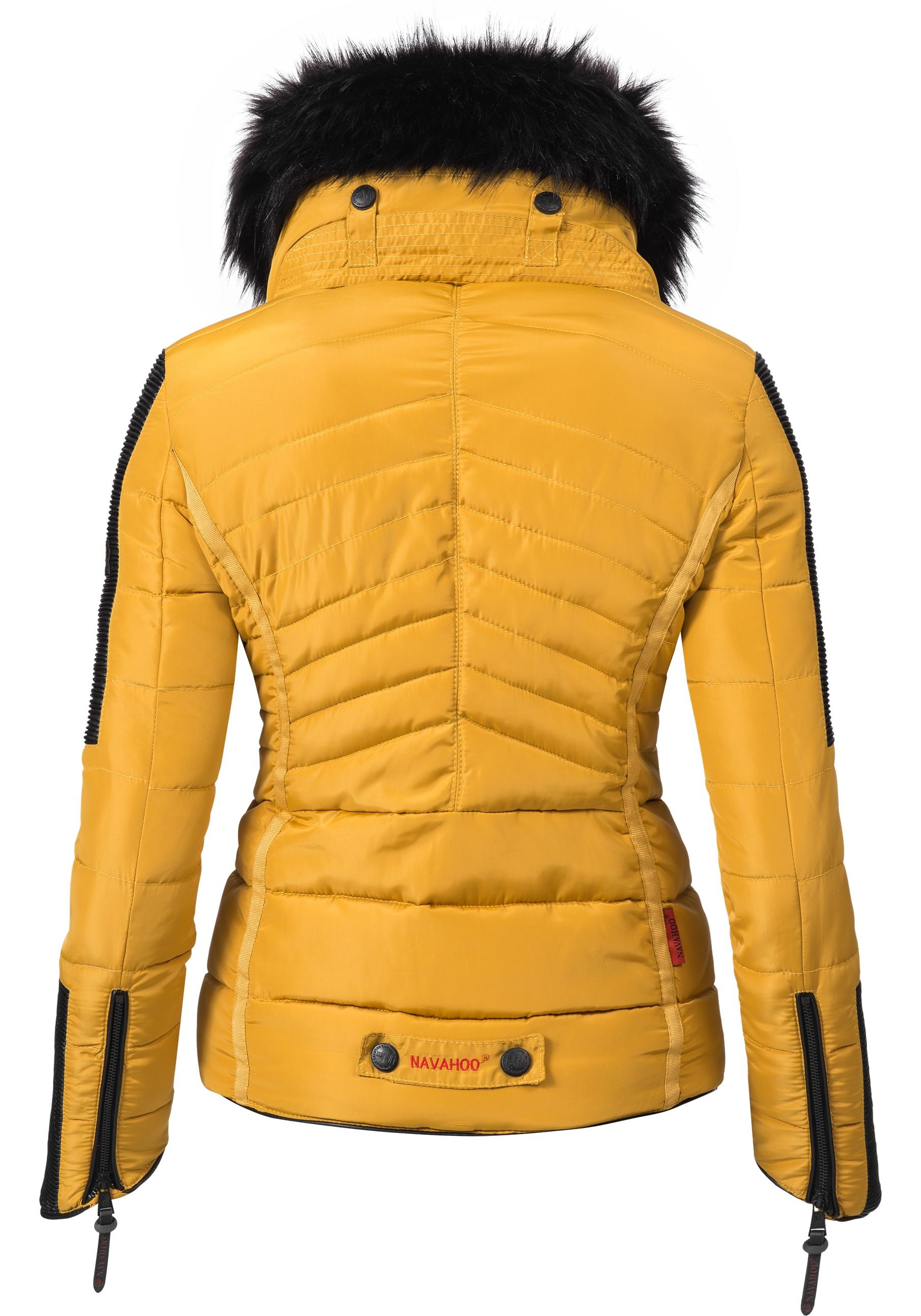 Navahoo Steppjacke »Yuki2«, bestellen für mit Winterjacke stylische | edlem Kunstfell-Kragen Kapuze, ohne BAUR