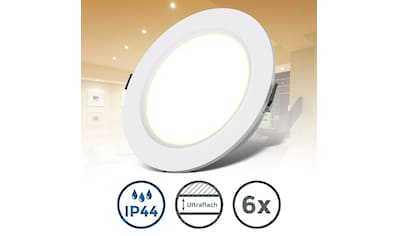 LED Bad-Einbauleuchte, 6er-Set, Schutzart IP44,  Ø 11,7 cm, inkl. LED Leuchtmittel