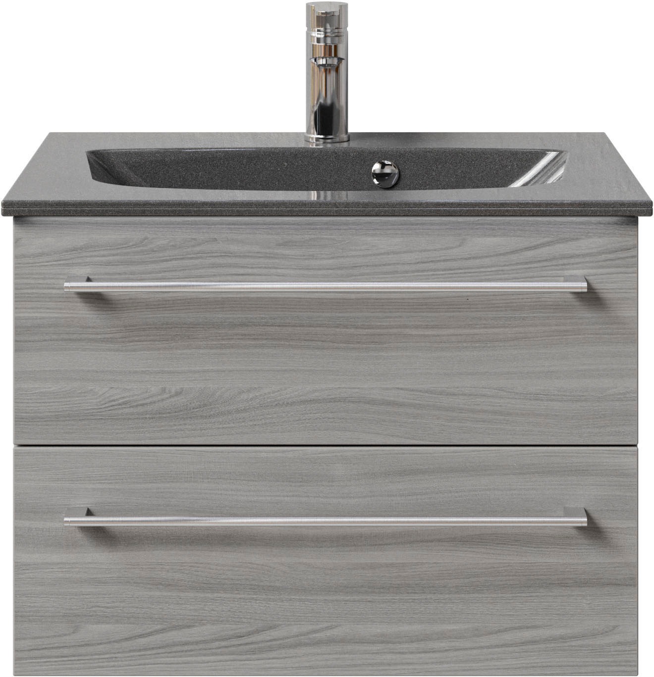 Saphir Waschtisch »Serie 6025 Mineralmarmor-Waschtisch mit Unterschrank, 67 cm breit«, Waschplatz mit 2 Schubladen, hängend, verschiedene Ausführungen