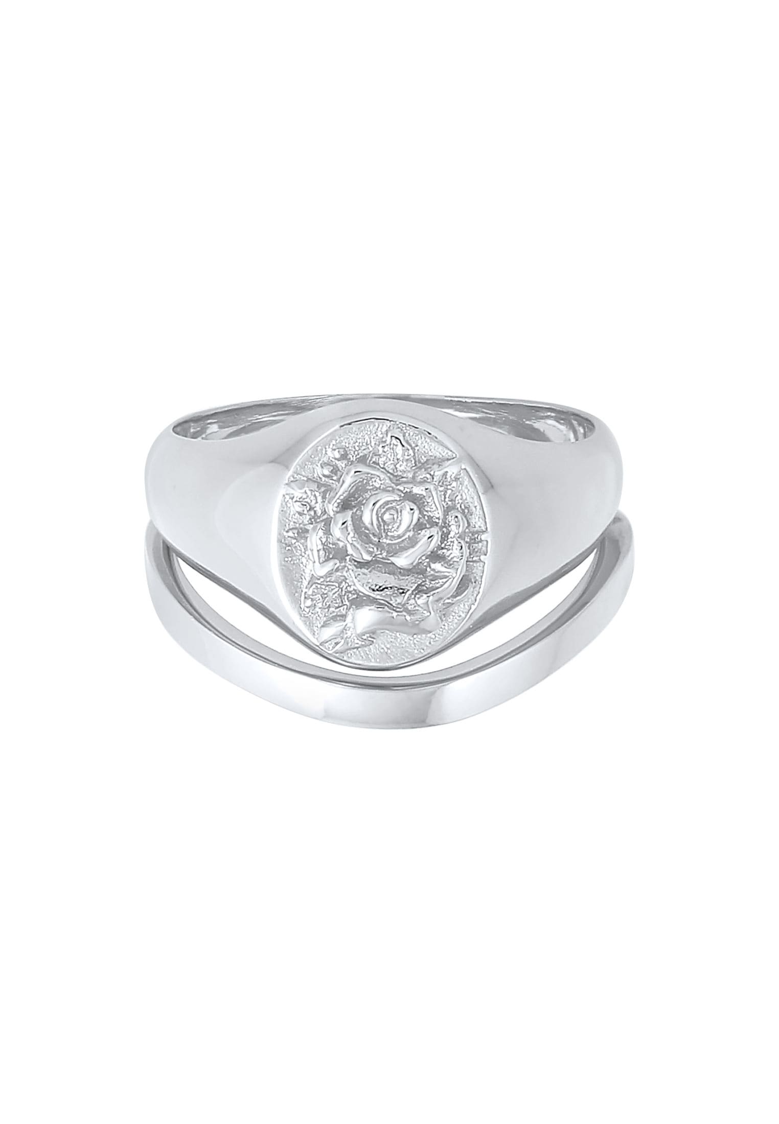Elli Fingerring »Siegelring Rose Basic Ring 2er Set 925 Silber«