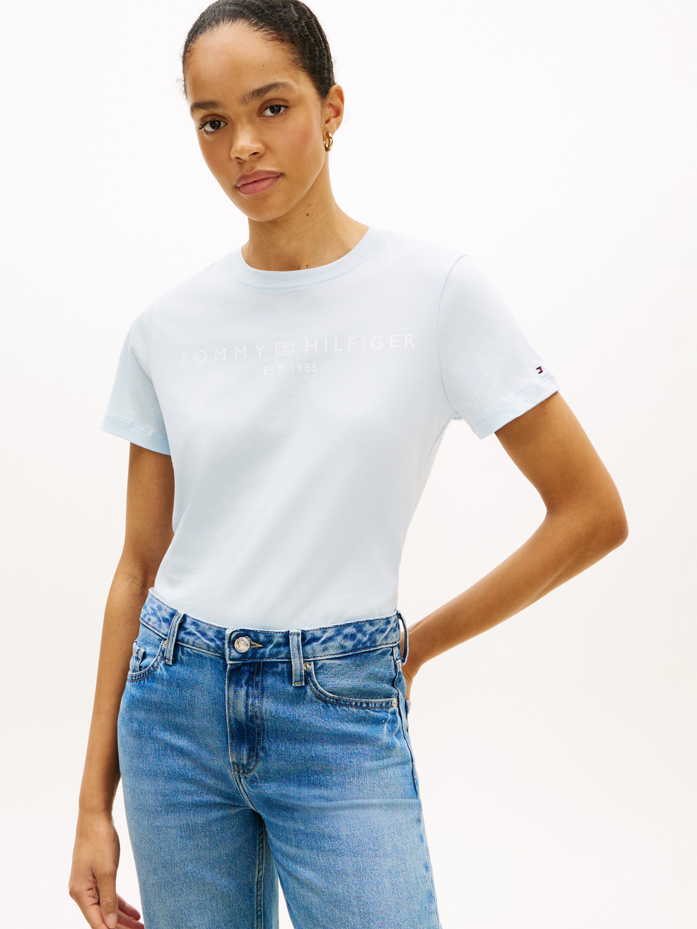 Tommy Hilfiger Kurzarmshirt »REG CORP LOGO C-NK SS« Baumwolle