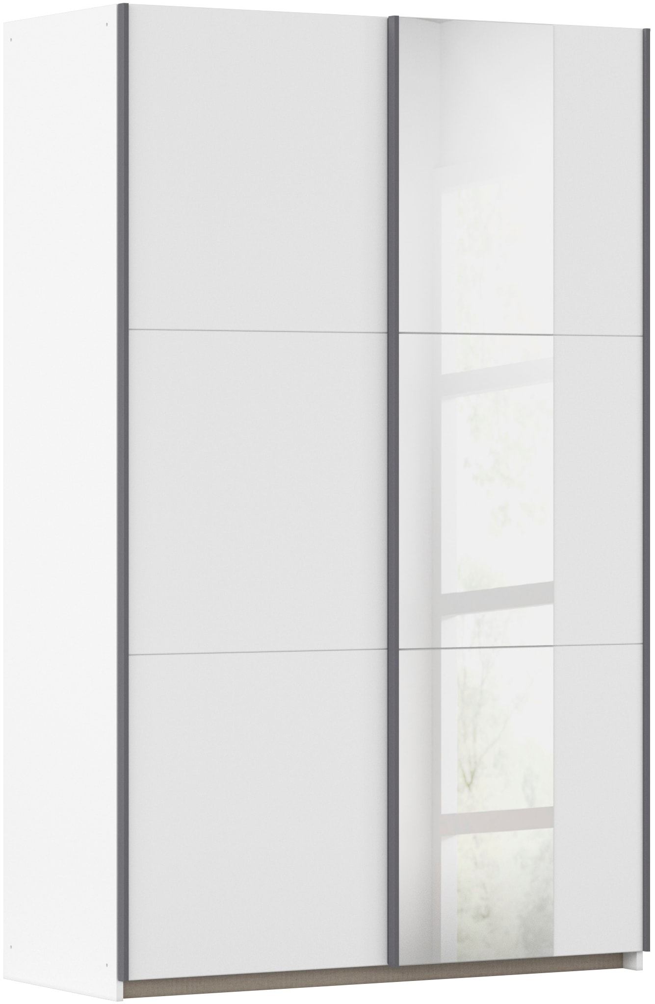 rauch Schwebetürenschrank "Kleiderschrank Drehtürenschrank Schrank Garderobe KRONACH" in 3 Ausstattungen BASIC/CLASSIC/PREMIUM, Breiten 131/175/218/261 cm, optional ohne, mit 1 oder 2 Spiegel, viel Stauraum MADE IN GERMANY
