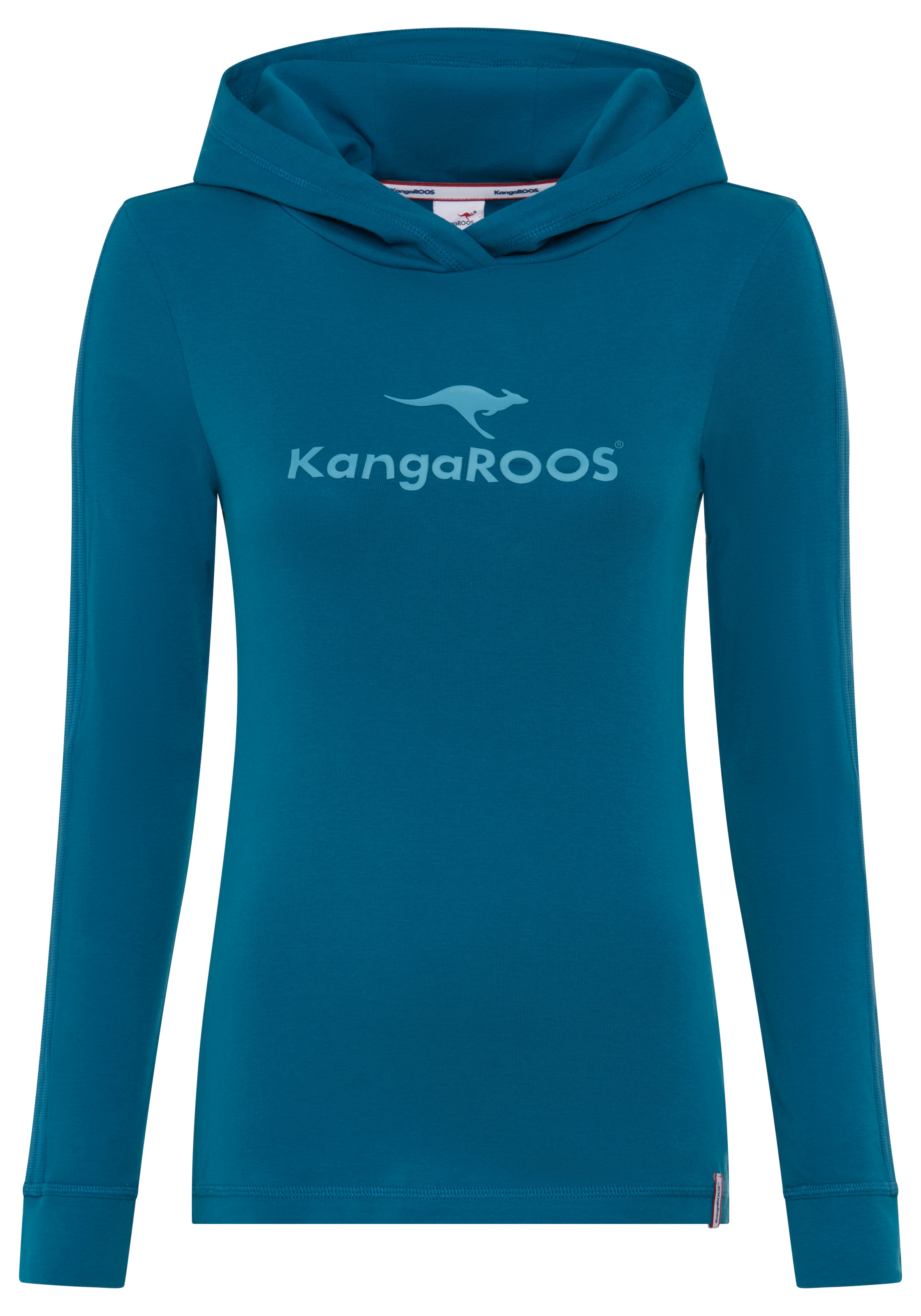 KangaROOS Langarmshirt mit Kapuze, hüftlang, schmale Passform, aus Jersey