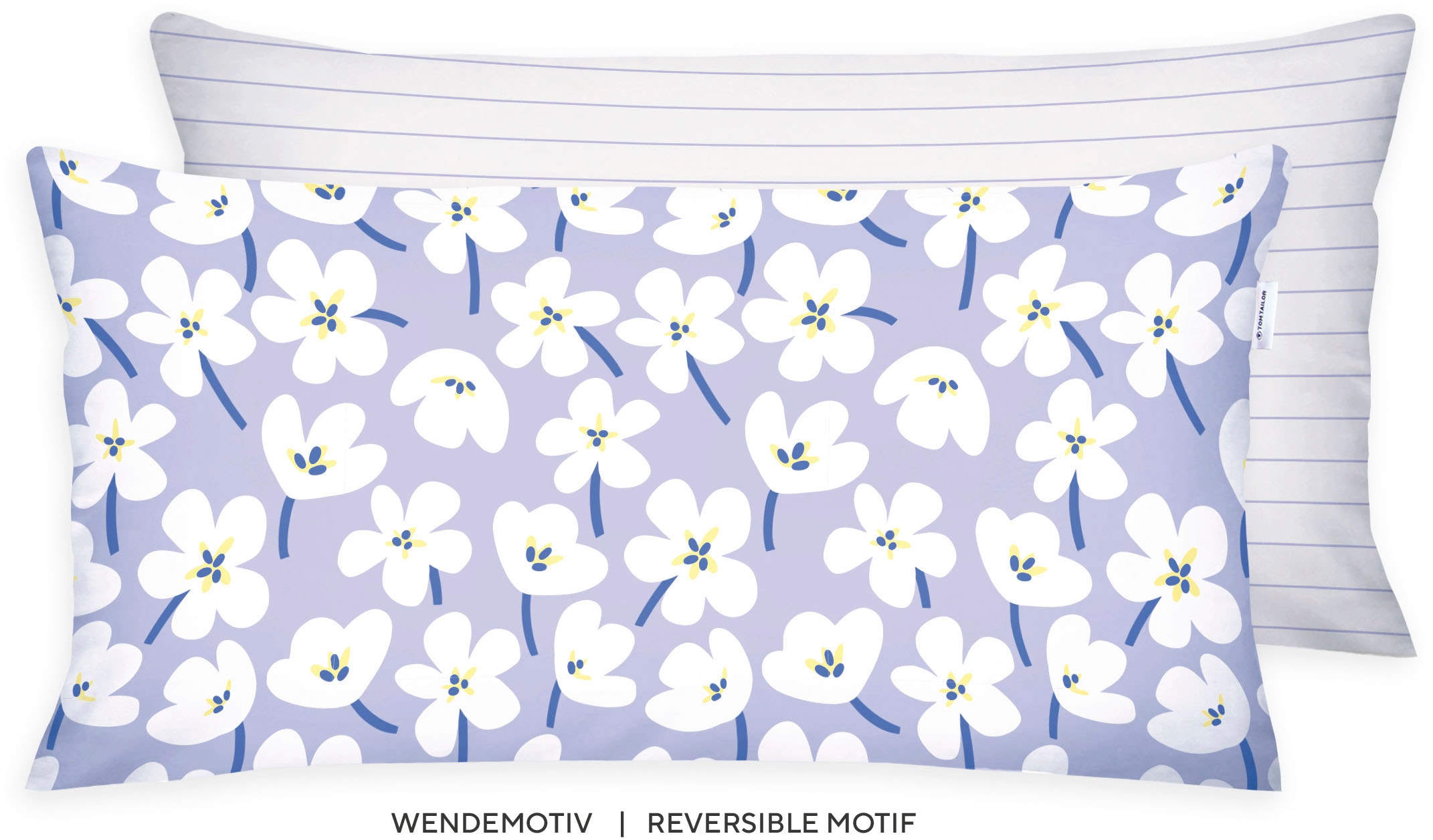 Kissenhülle TOM TAILOR HOME, B:40cm L:80cmsoft lila, sanftes weiß, Renforcé, Obermaterial: 100% Baumwolle, Kinderzimmer, Kissenbezüge, "new bedroom,