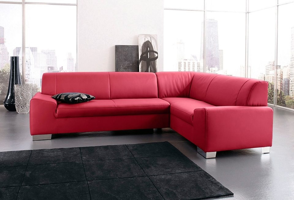 DOMO collection Ecksofa "Alisson, zeitlose Optik, flache Armlehnen, L-Form" günstig online kaufen