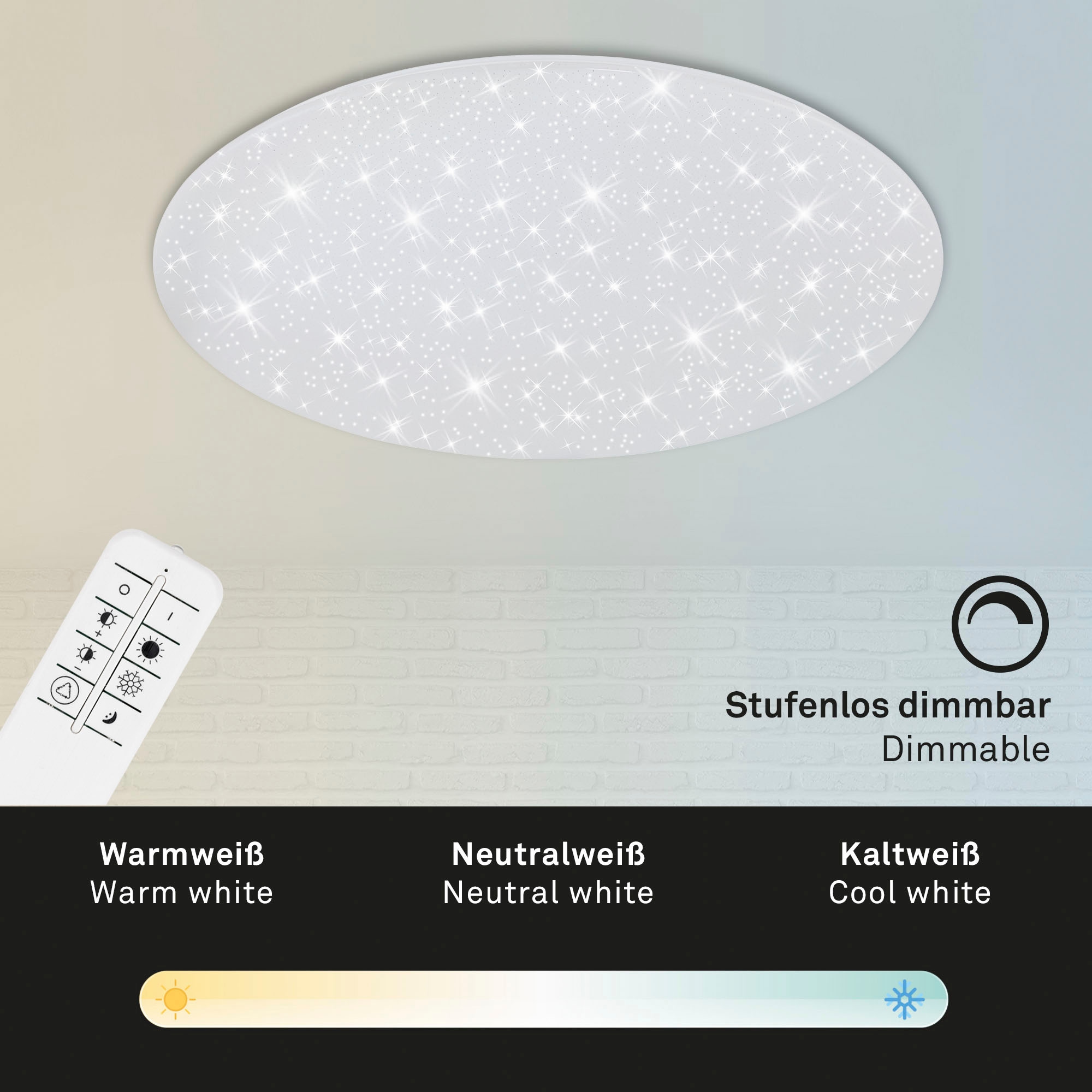 Briloner Leuchten LED-Sternenhimmel »3429016 VERB«, Leuchtmittel LED-Board | LED fest integriert, CCT, Sternenhimmel, dimmbar, Fernbedienung, weiß, 75 cm