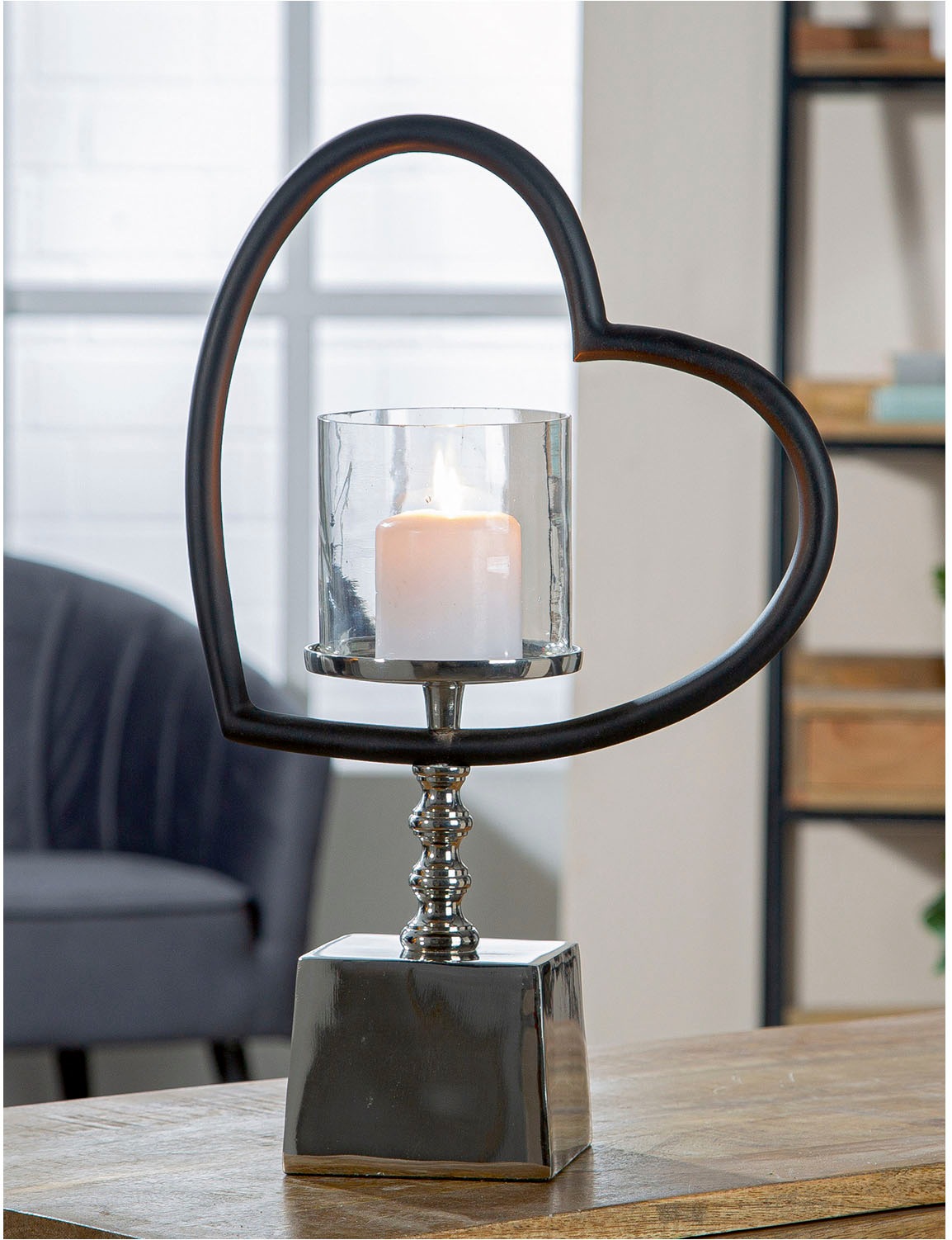 GILDE Windlicht "Windlicht Herz Te quiero schwarz; silberfarben", (1 St.) günstig online kaufen