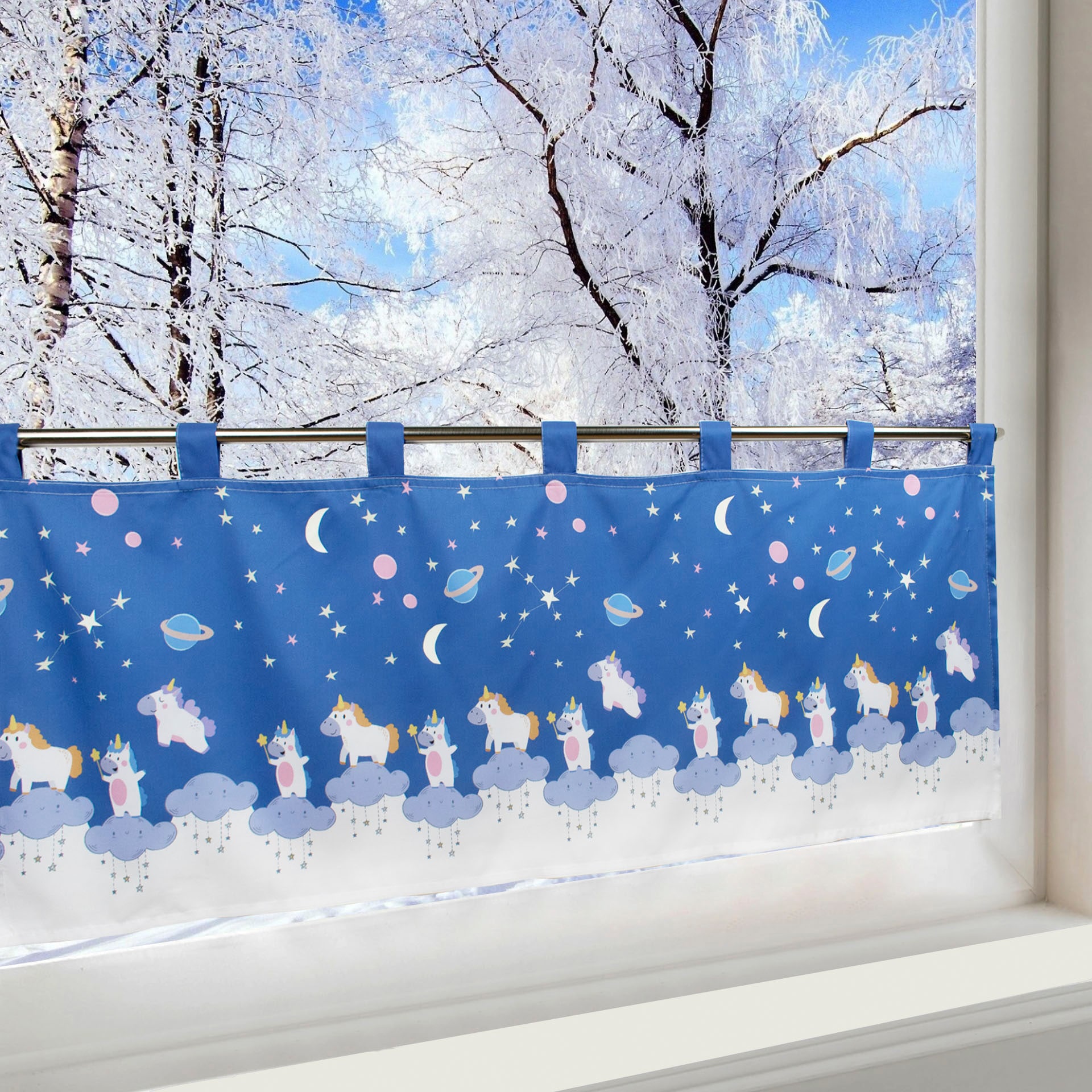 Delindo Lifestyle Scheibengardine "Einhorn" Schlaufen 1 Stk. tlg. Leuchtet günstig online kaufen