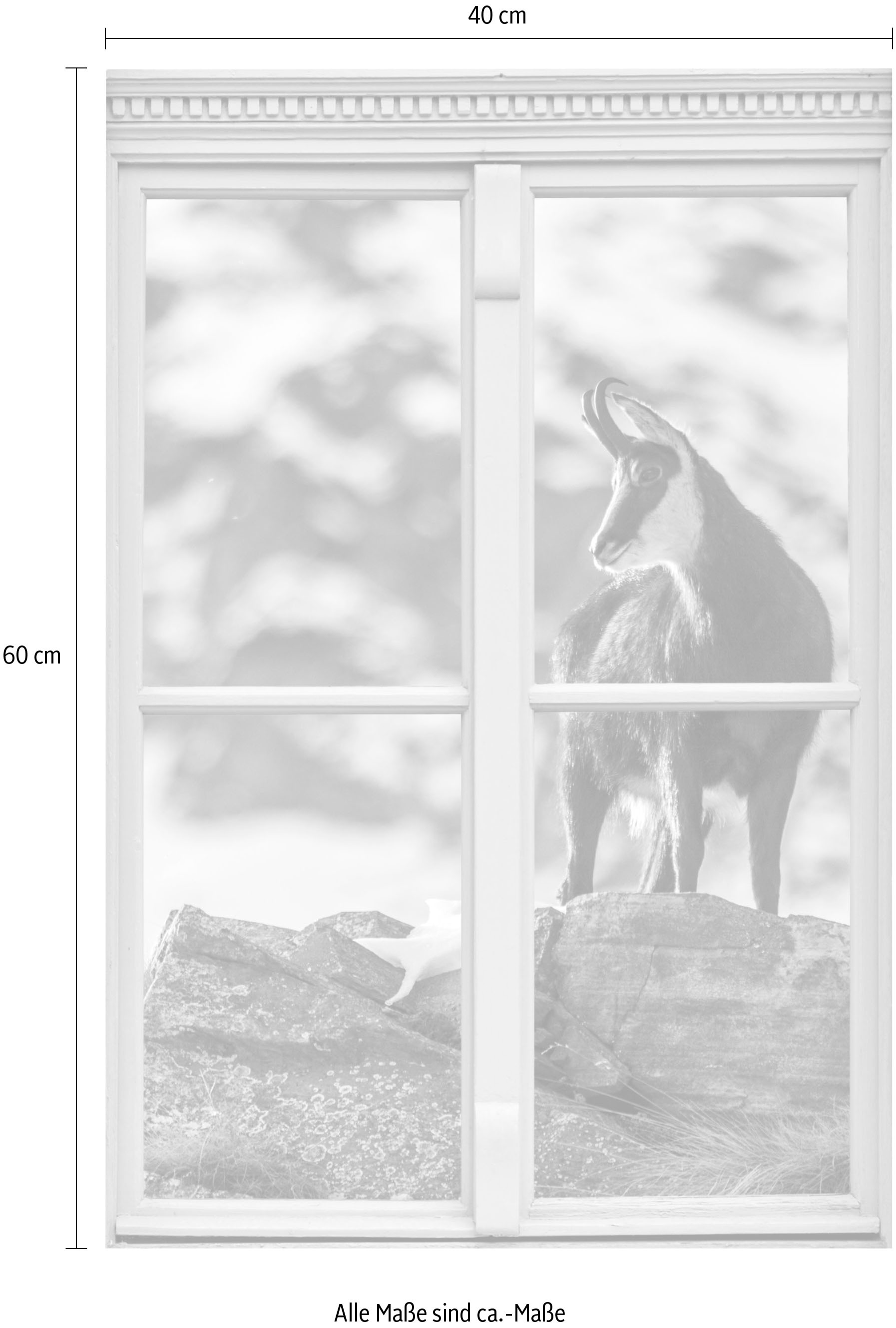 queence Wandsticker »Steinbock«, Wandsticker, Wandbild, selbstklebend, 3D, Fenster