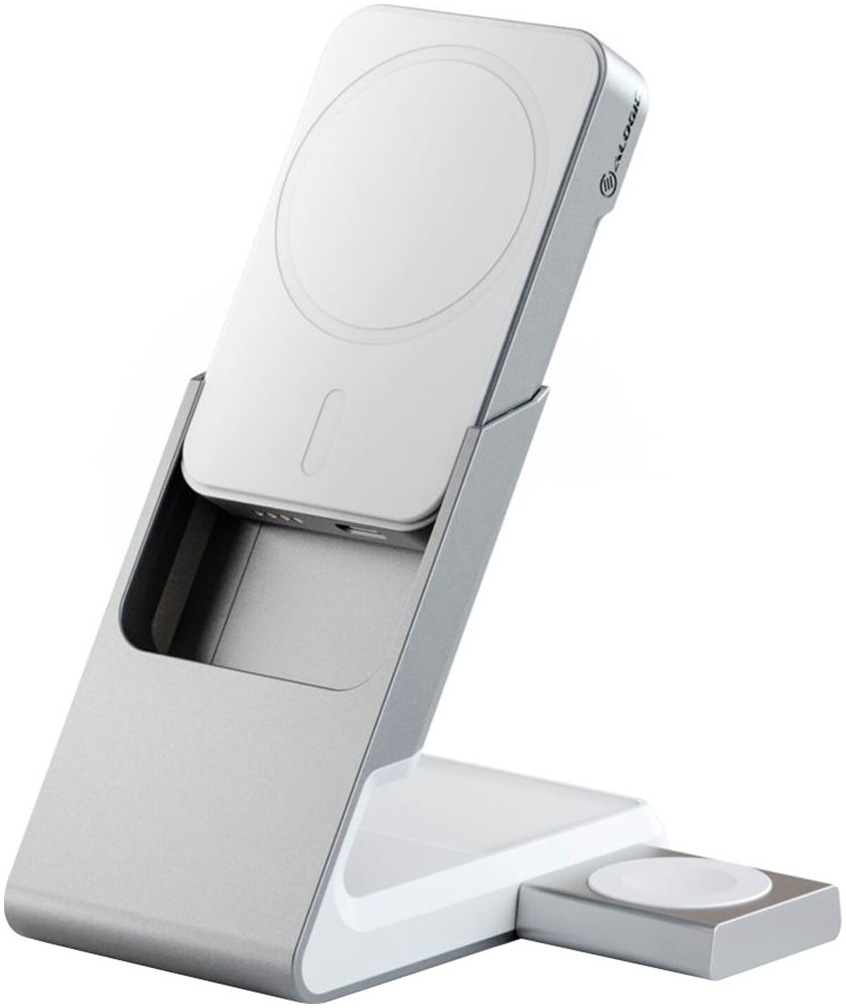 ALOGIC Powerstation "Matrix+ 3-in-1 Magnetic Charger+Power Bank+AW Puk", 5.000mAh, weiß, Akkumulatoren