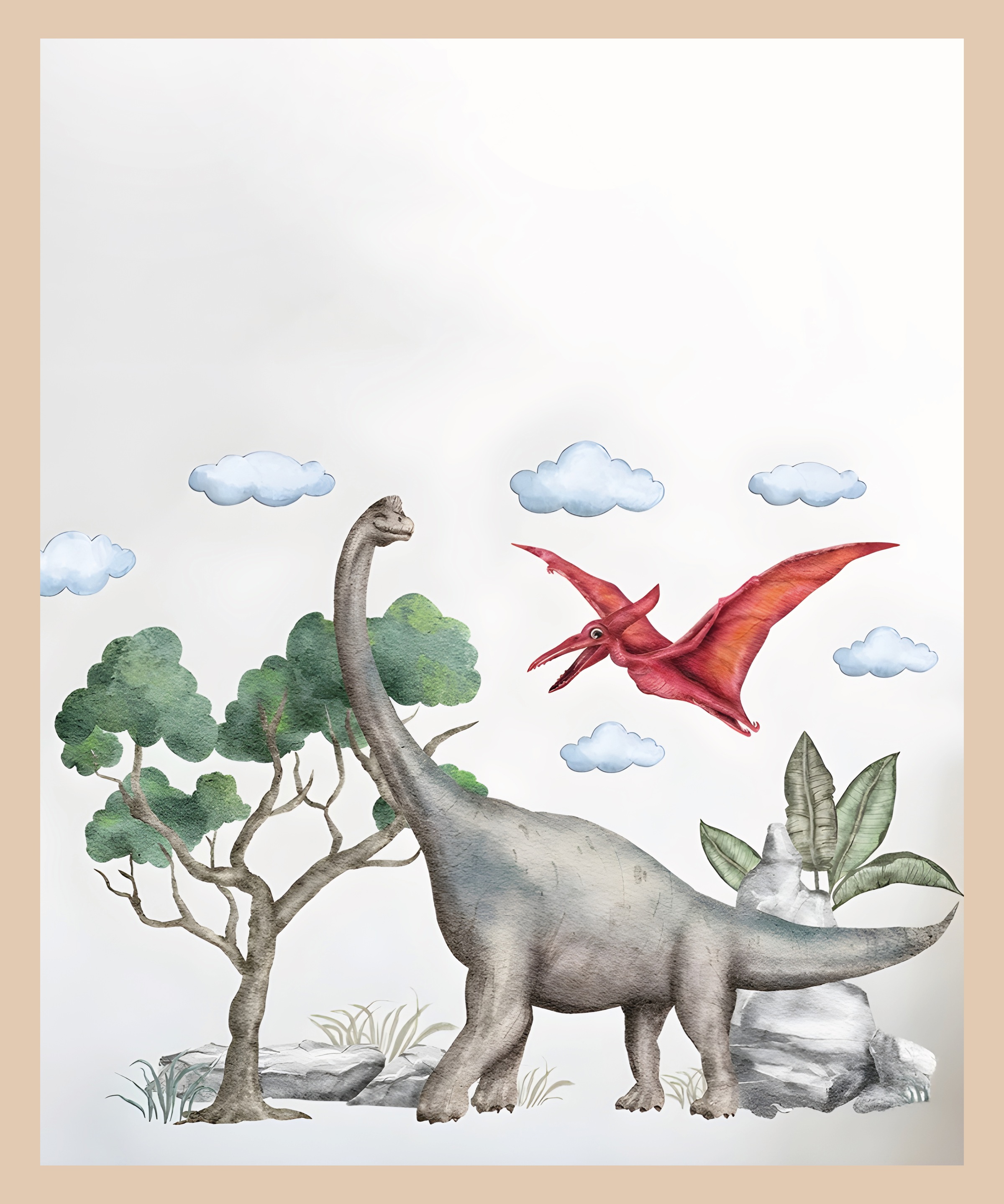 Lüttenhütt Bild mit Rahmen "oder Poster, Dinosaurier", Baum-Dinosaurier-Fan günstig online kaufen
