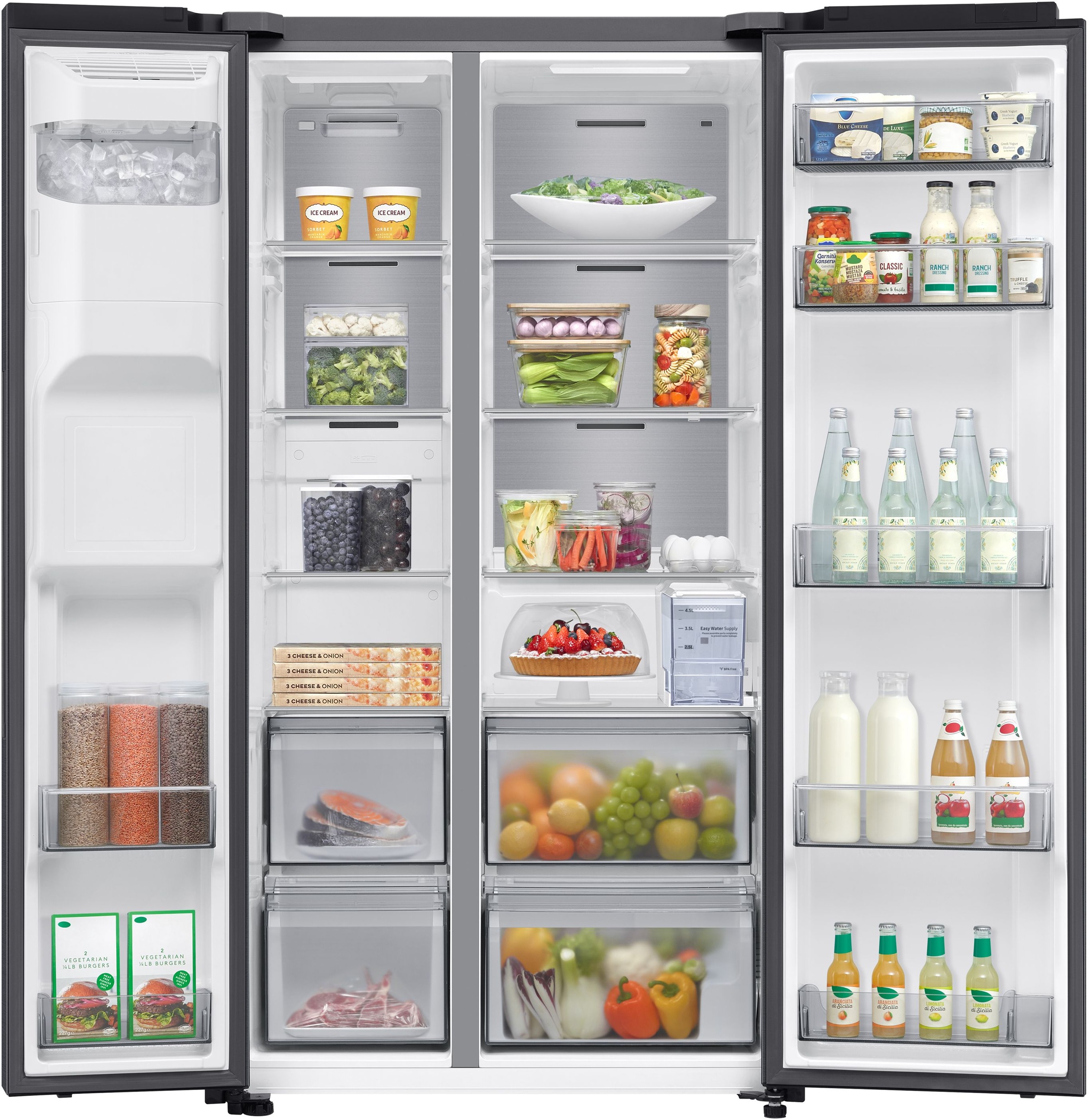 SAMSUNG Side-by-Side "RS70F65KETEF", Energieeffizienz: E (A-G), silber (schwarz steel), B:91,2cm H:178cm T:72,6cm, Kühlschränke, Topseller 2