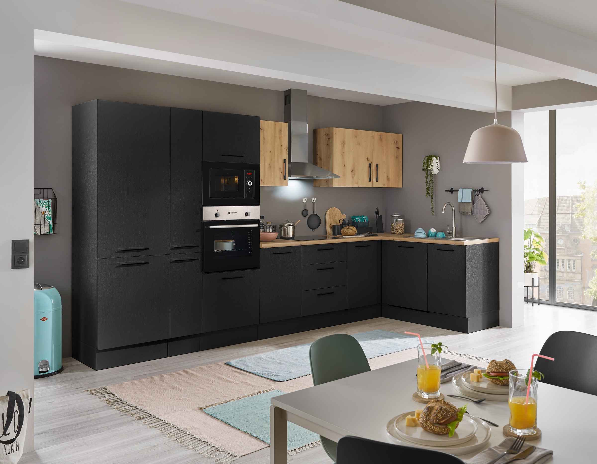 BASIC by Balculina Winkelküche »Turin«, Stellbreite 370x175 cm, wahlweise mit E-Geräten