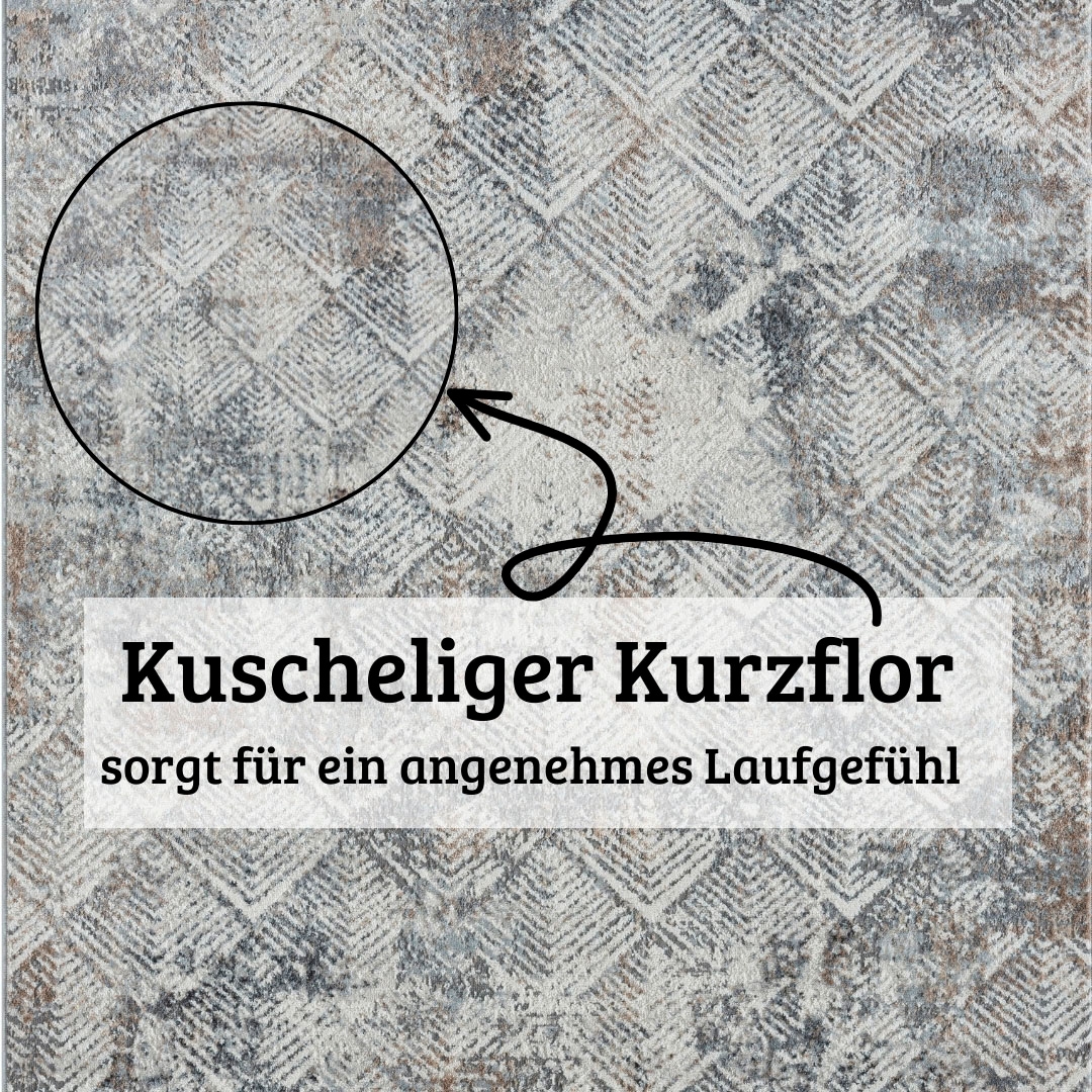 OTTO home Teppich »Micah« rechteckig 8 mm Höhe Kurzflor, modernes Design, pflegeleicht, Wohnzimmer