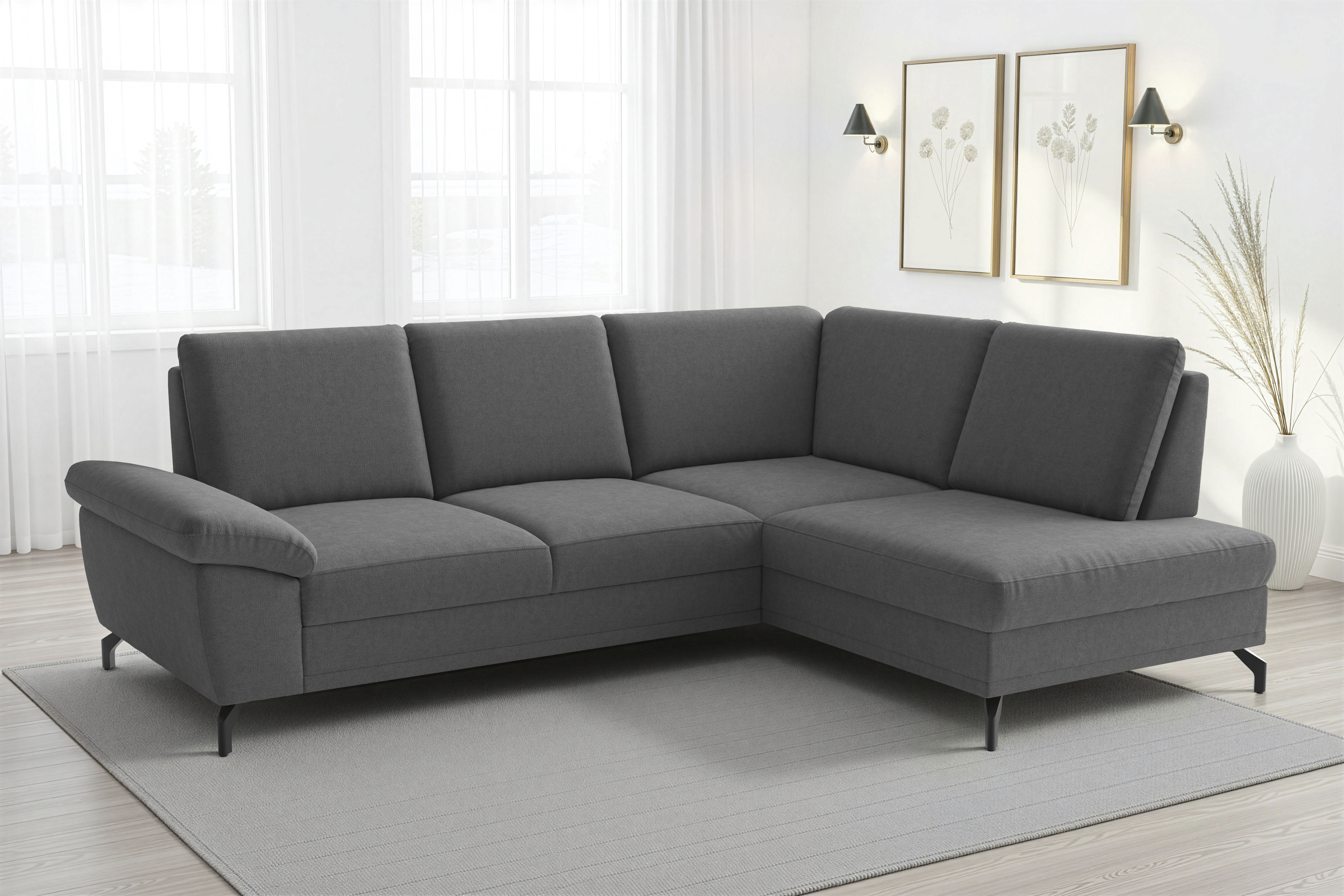 sit&more Ecksofa "Chelsea L-Form, B: 249 cm, Armteil- & Sitztiefenverstellung" optional Schlaffunktion und Bettkasten