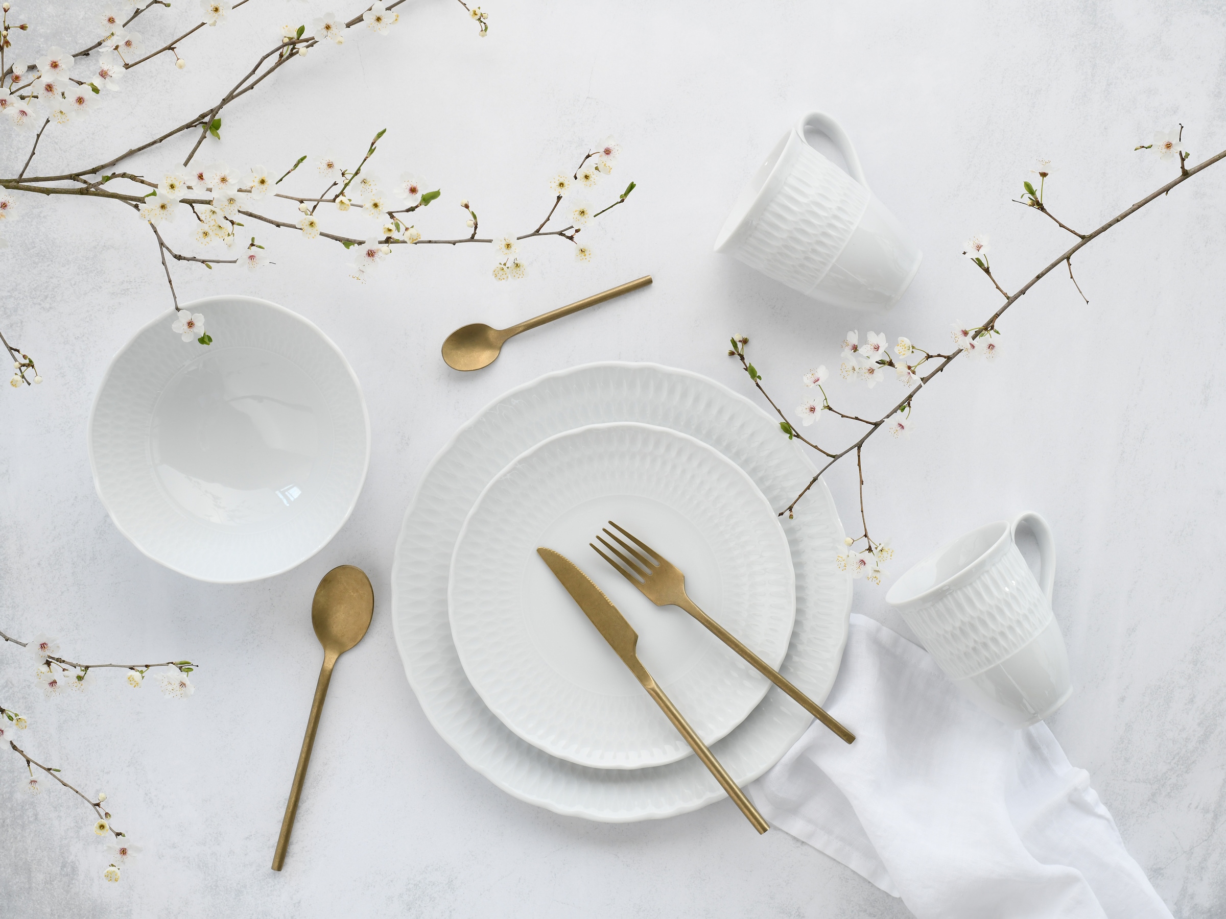 CreaTable Kombiservice »Geschirr-Set Sofia«, (Set, 8 tlg., Kaffeeservice und Tafelservice im Set, für 2 Personen), Service, klassisch elegantes Relief, 8 Teile, für 2 Personen