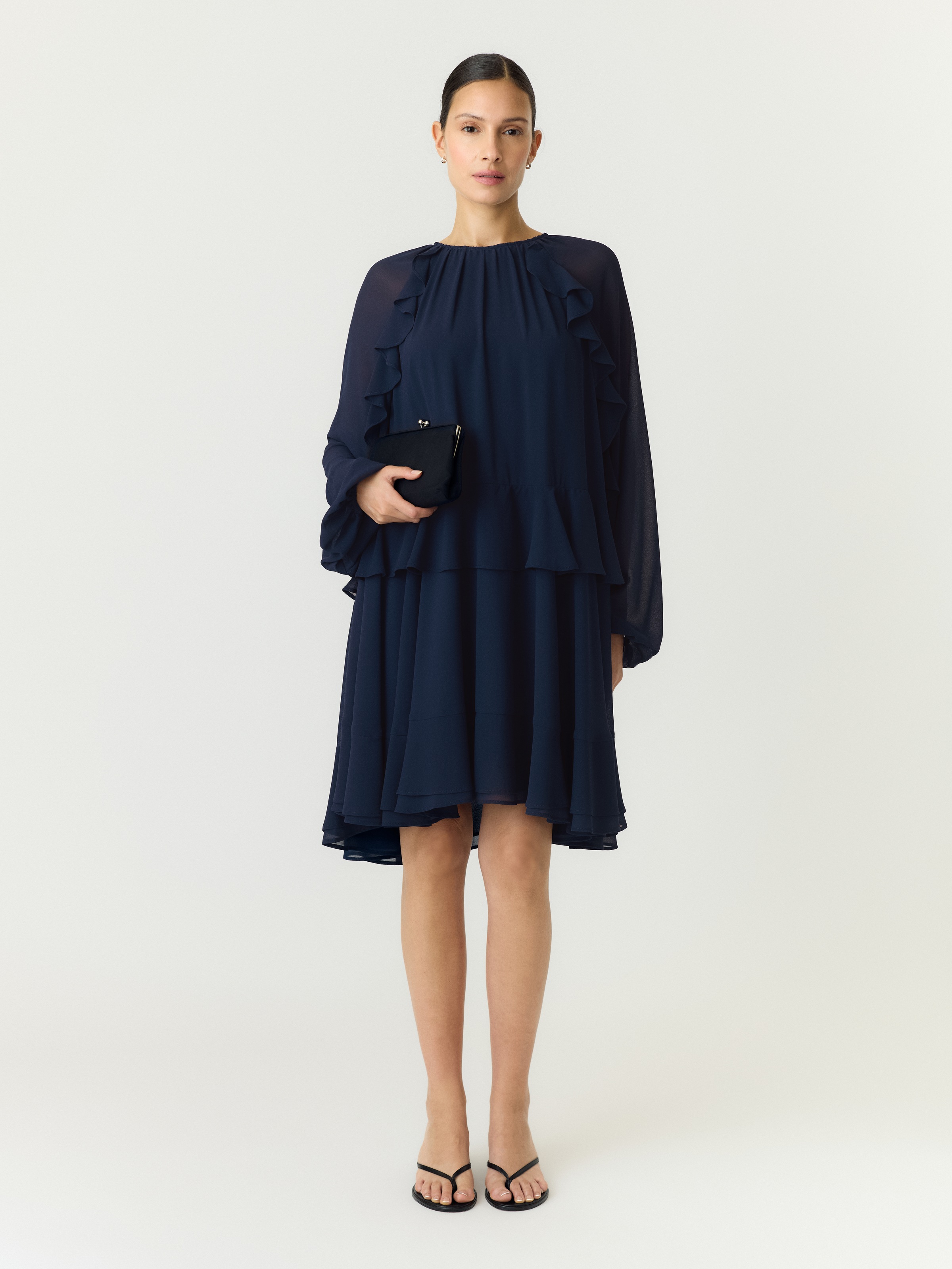 Y.A.S Chiffonkleid »YASMILVA LS DRESS S. NOOS« Kunstfaser, regular fit