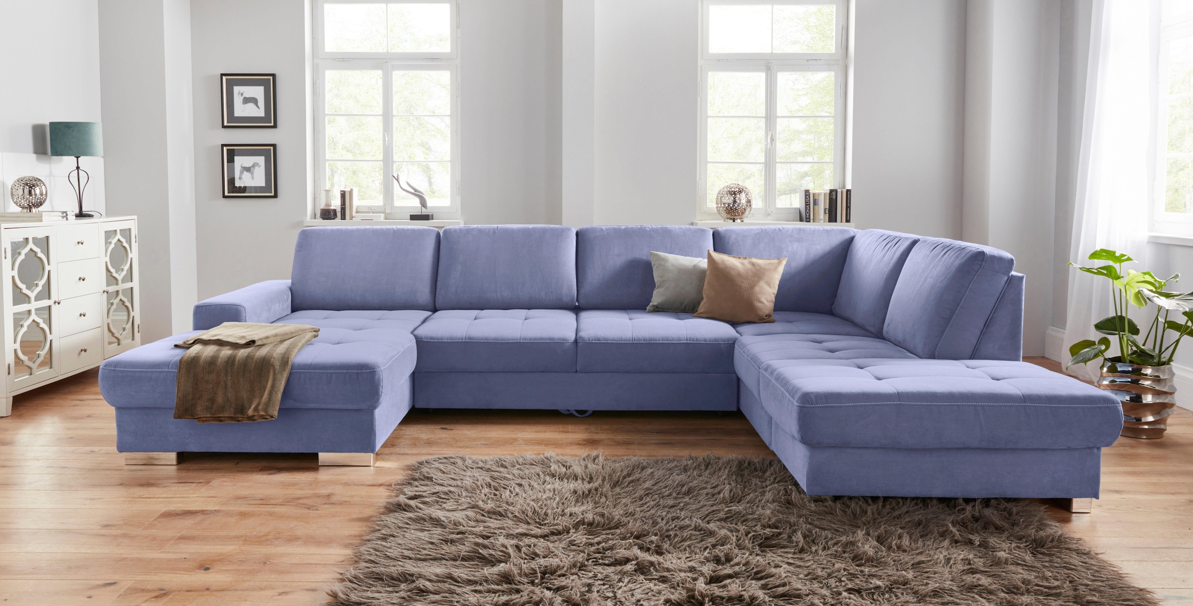 sit&more Wohnlandschaft "Santorini U-Form" mit Federkern und Sitztiefenverstellung, wahlweise mit Schlaffunktion
