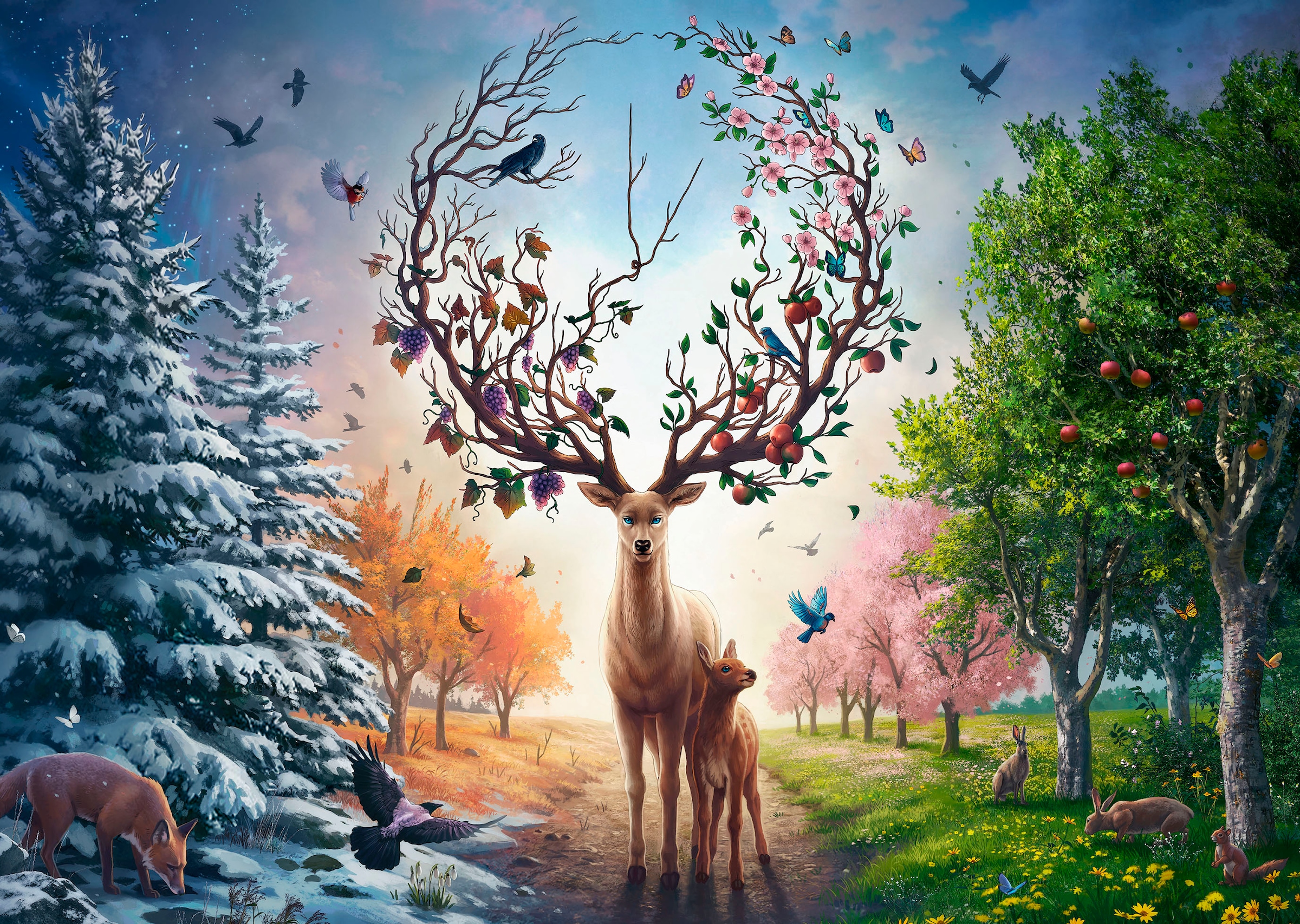 Ravensburger Puzzle »Der magische Hirsch und die vier Jahreszeiten«, (1000 tlg.), Made in Germany