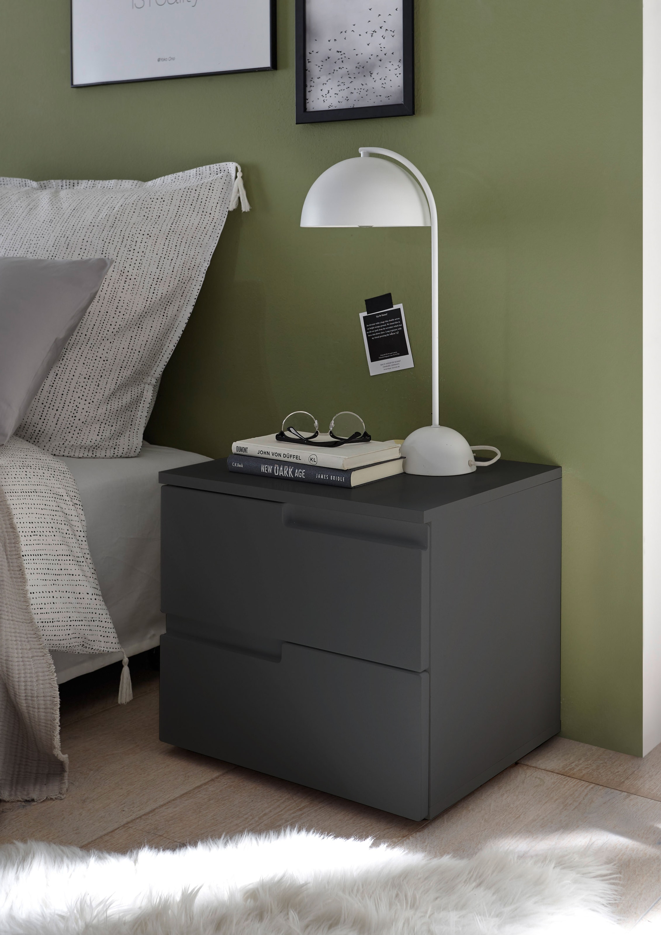 Schlafkontor Nachtkommode »Spice Nachttisch, Nachtkonsole, Nachtkästchen« Ausfräsung als Griffmulde und optisches Highlight