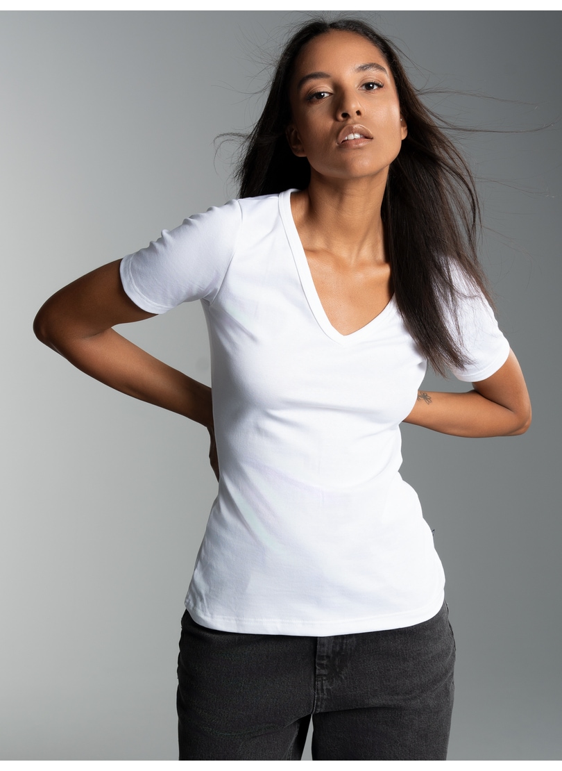 Thumbnail - Trigema T-Shirt "TRIGEMA V-Shirt aus Baumwolle/Elastan", (1 tlg.)
