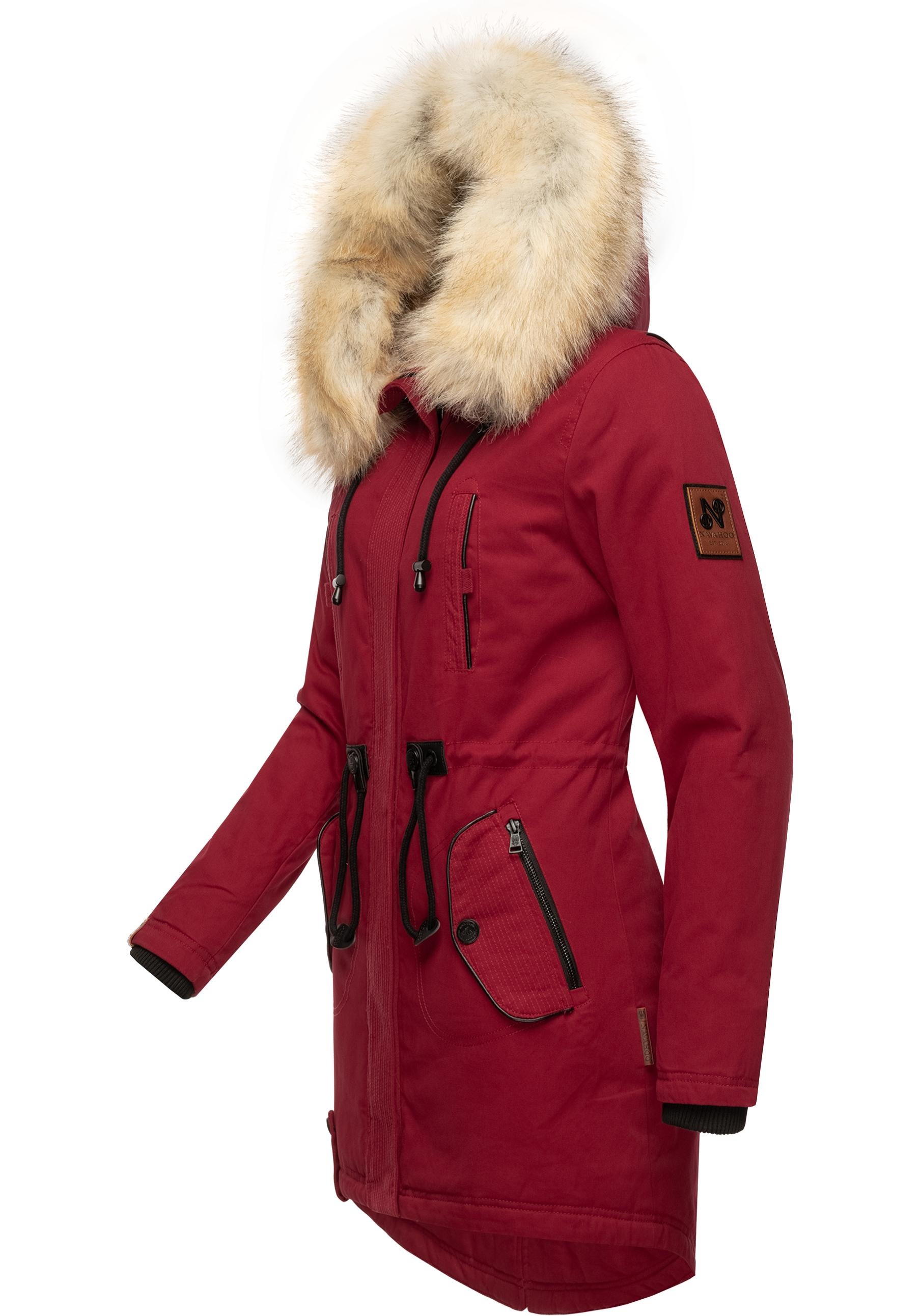 Navahoo Wintermantel »Bombii«, stylischer Damen Winterparka mit Kunstfell-Kapuze