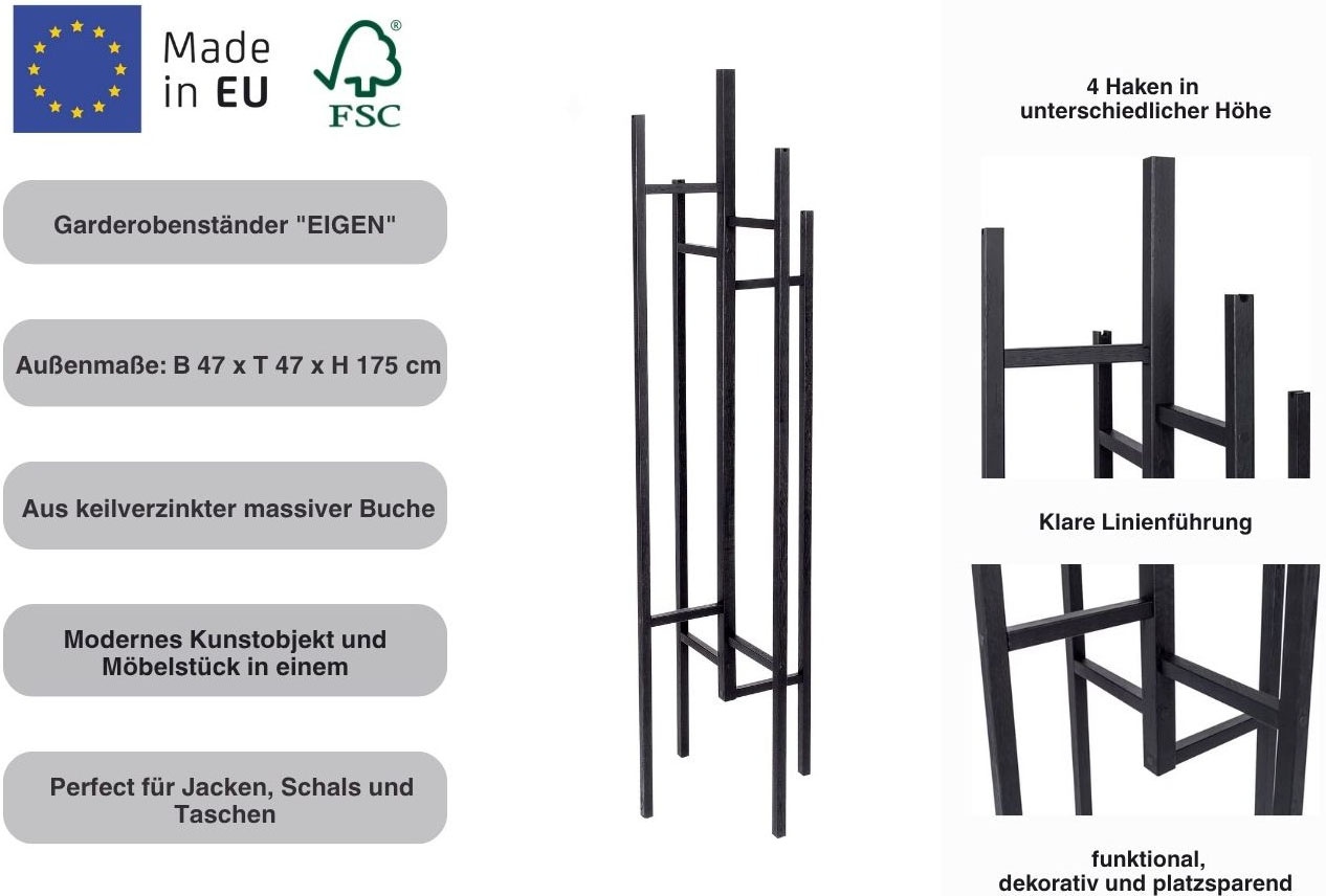 Woodman Garderobenständer »Eigen«, im skandinavian Design, aus keilverzinkter massiver Buche