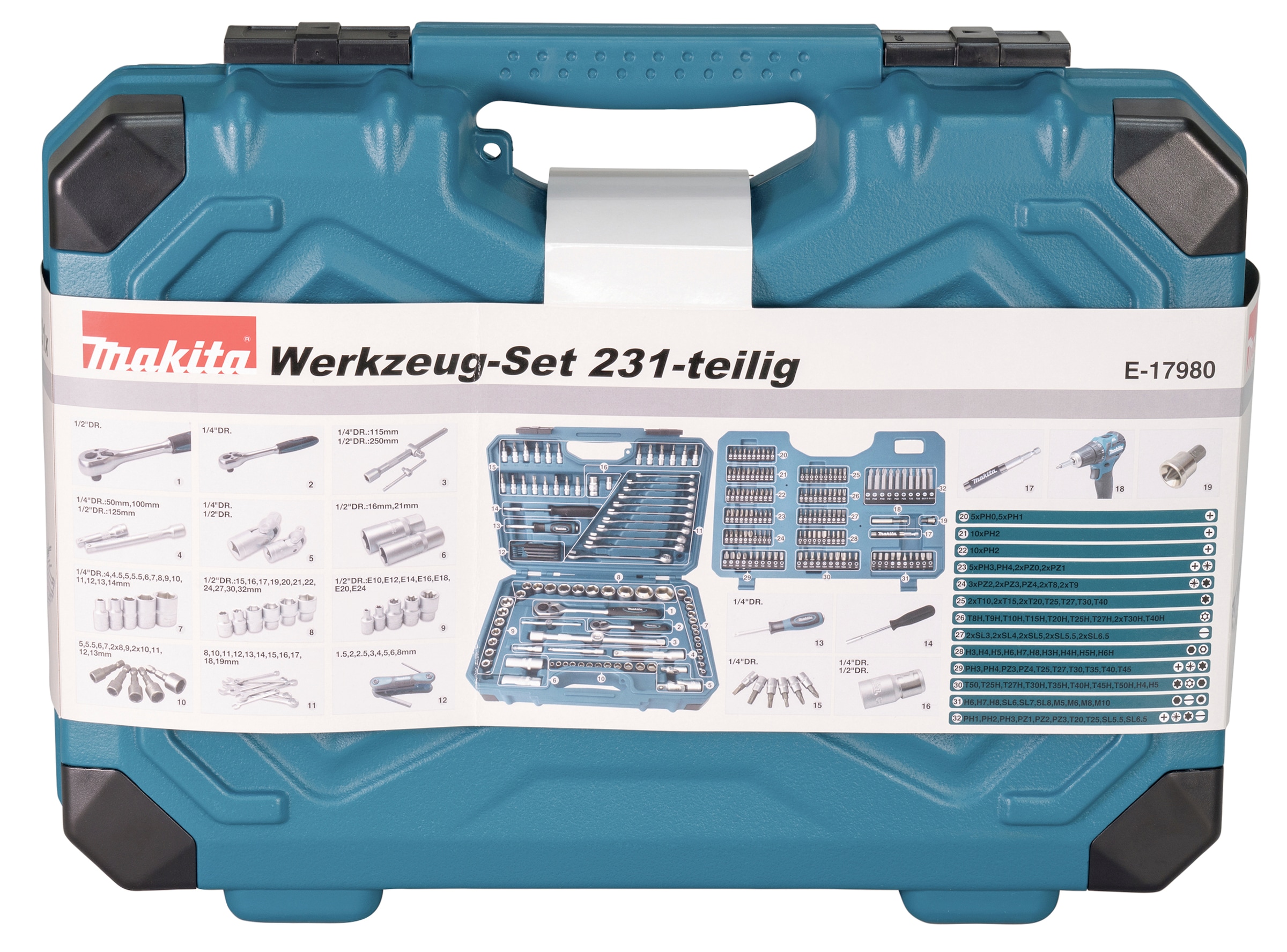 Makita Werkzeugset »»E-17980««, 231-tlg., inkl. Aufbewahrungskoffer