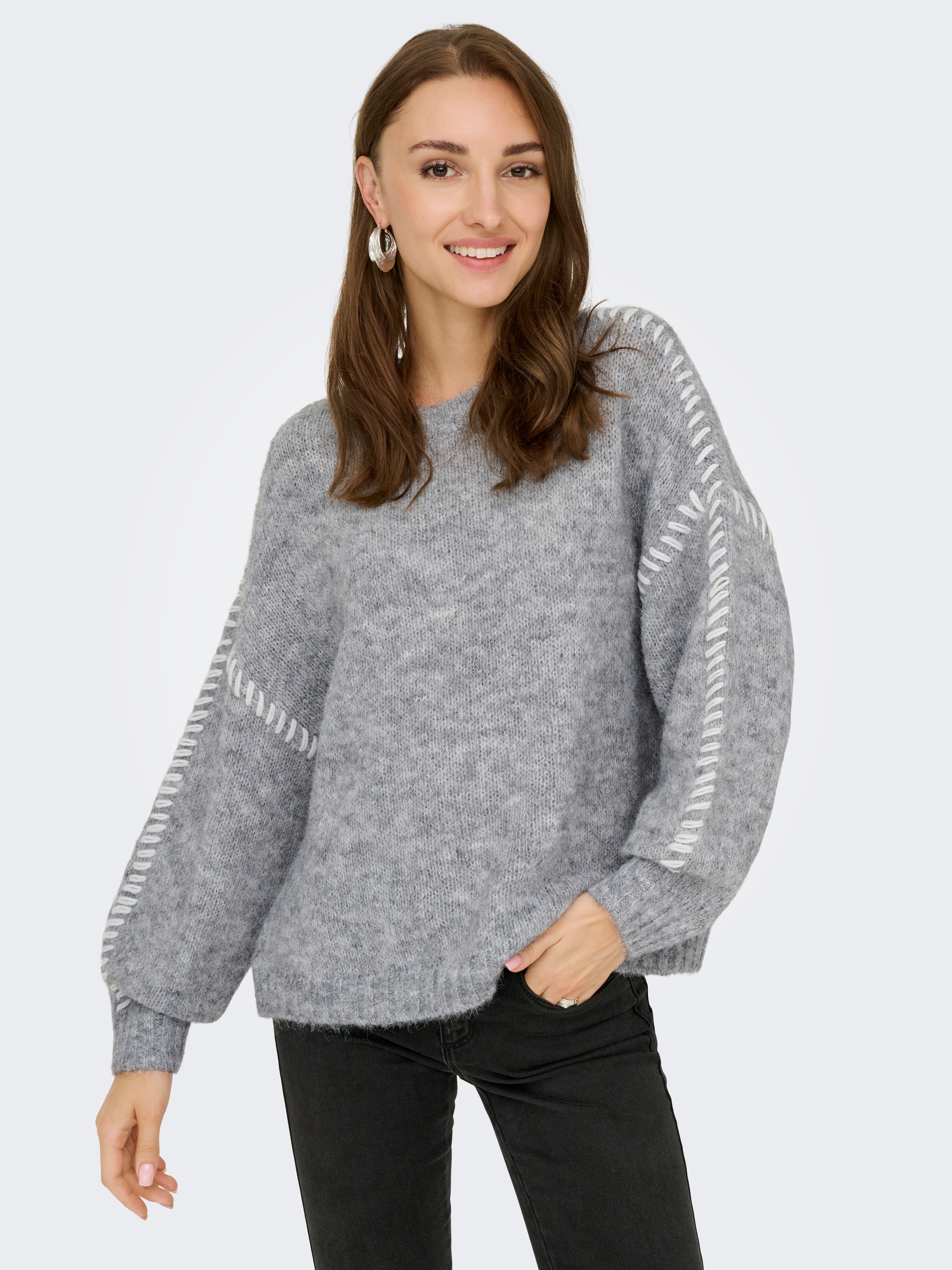 JDY Rundhalspullover "JDYZOEY LIFE L/S ON STITCH PULL KNT NOOS" mit dekorat günstig online kaufen