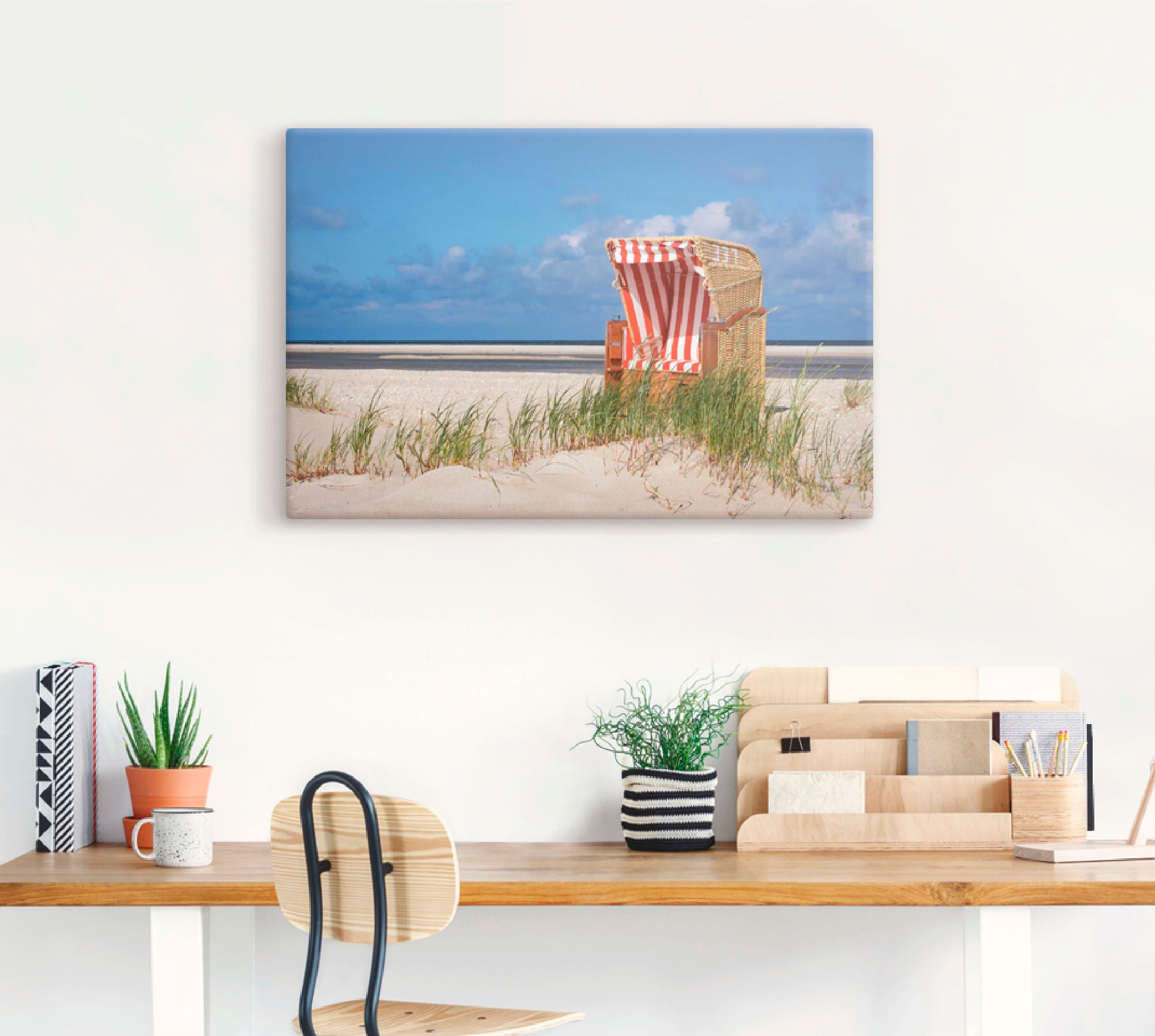 Artland Leinwandbild "Strandkorb 337" Strand 1 Stk. tlg. auf Holzrahmen ges günstig online kaufen