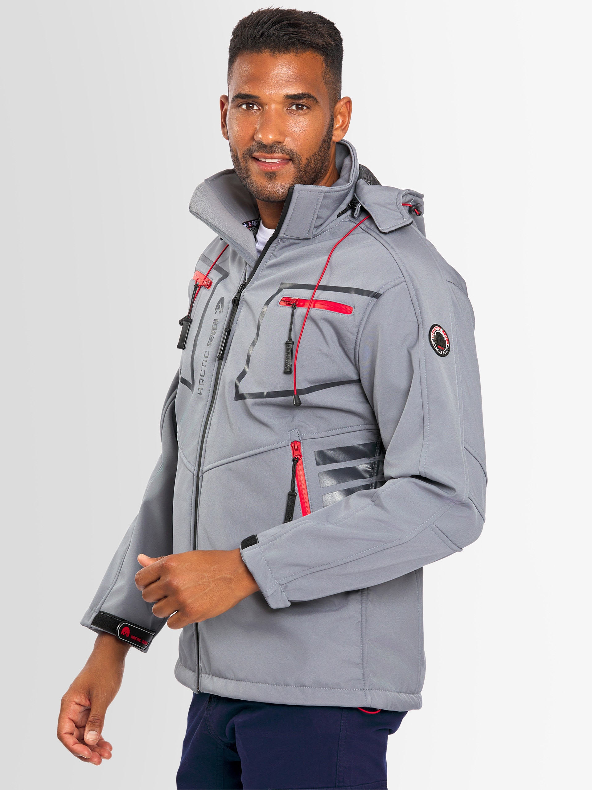 Arctic Seven Softshelljacke »ASPierr«, sportliche Outdoor Funktionsjacke mit abnehmbarer Kapuze