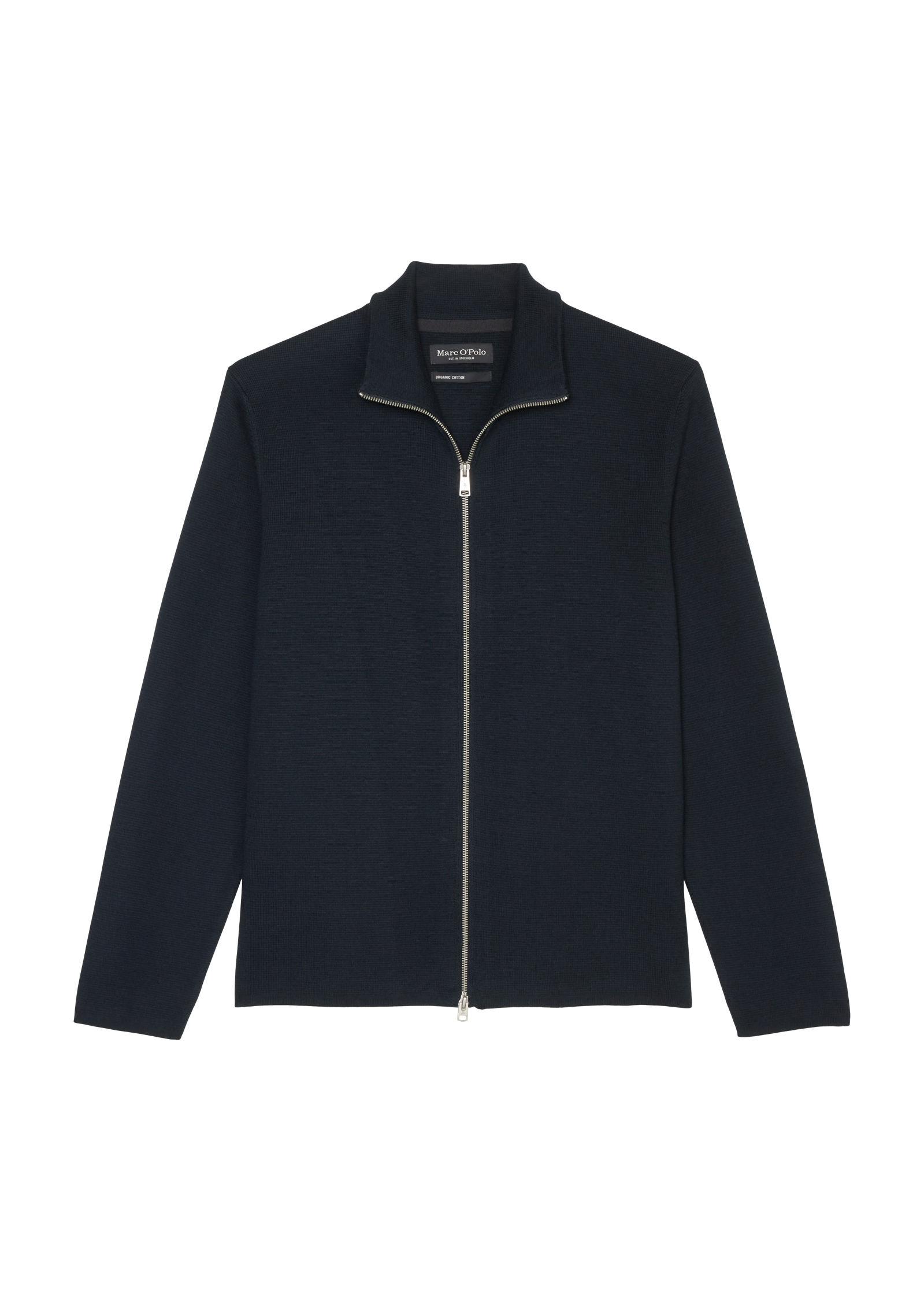 Marc O'Polo Strickjacke »Zipped Trainer Jacket«, mit 2-Wege-Reißverschluss, Stehkragen