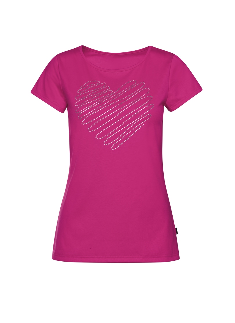 Trigema T-Shirt »TRIGEMA Slim Fit T-Shirt mit glitzerndem Herz-Printmotiv«, (1 tlg.)